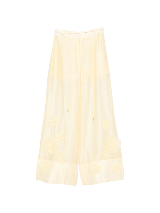Cloudscape floral-appliqué palazzo pants
