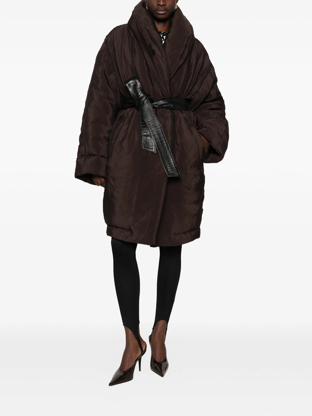 belted padded coat
