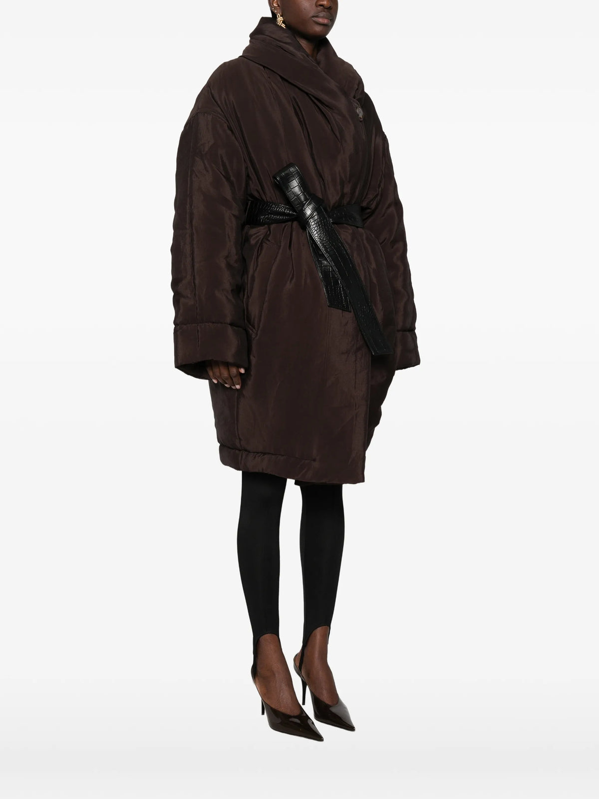 belted padded coat