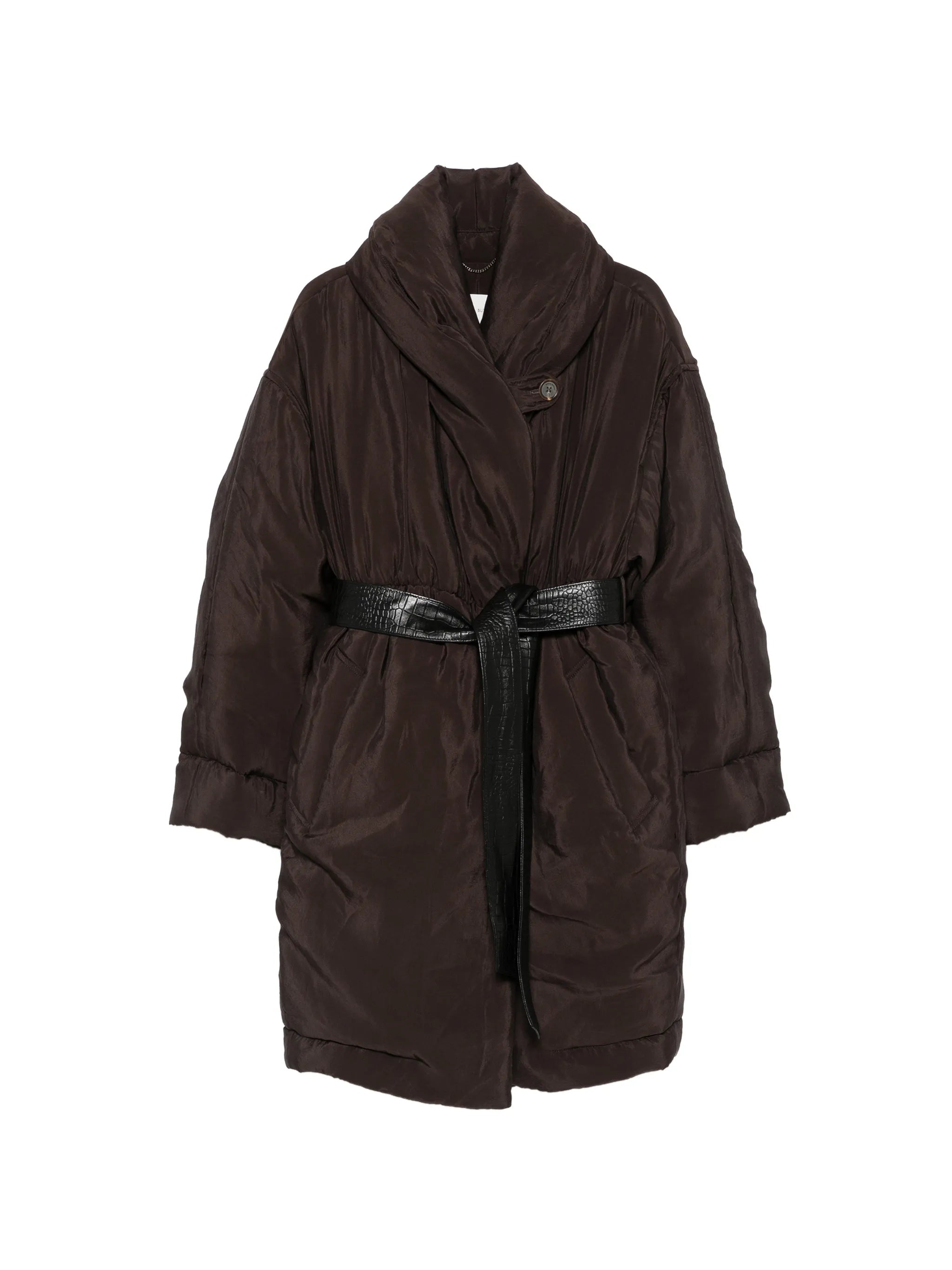 belted padded coat