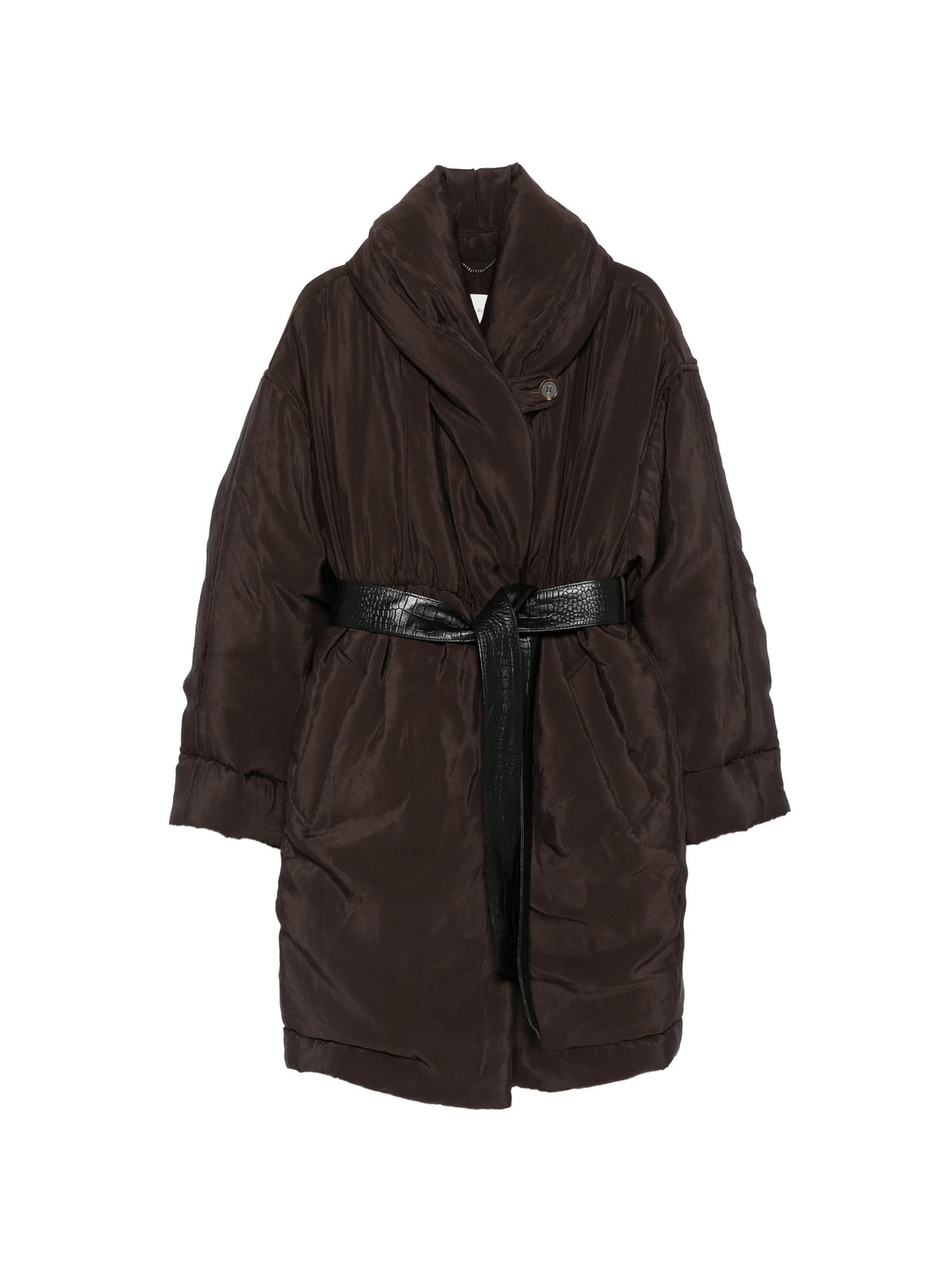 belted padded coat