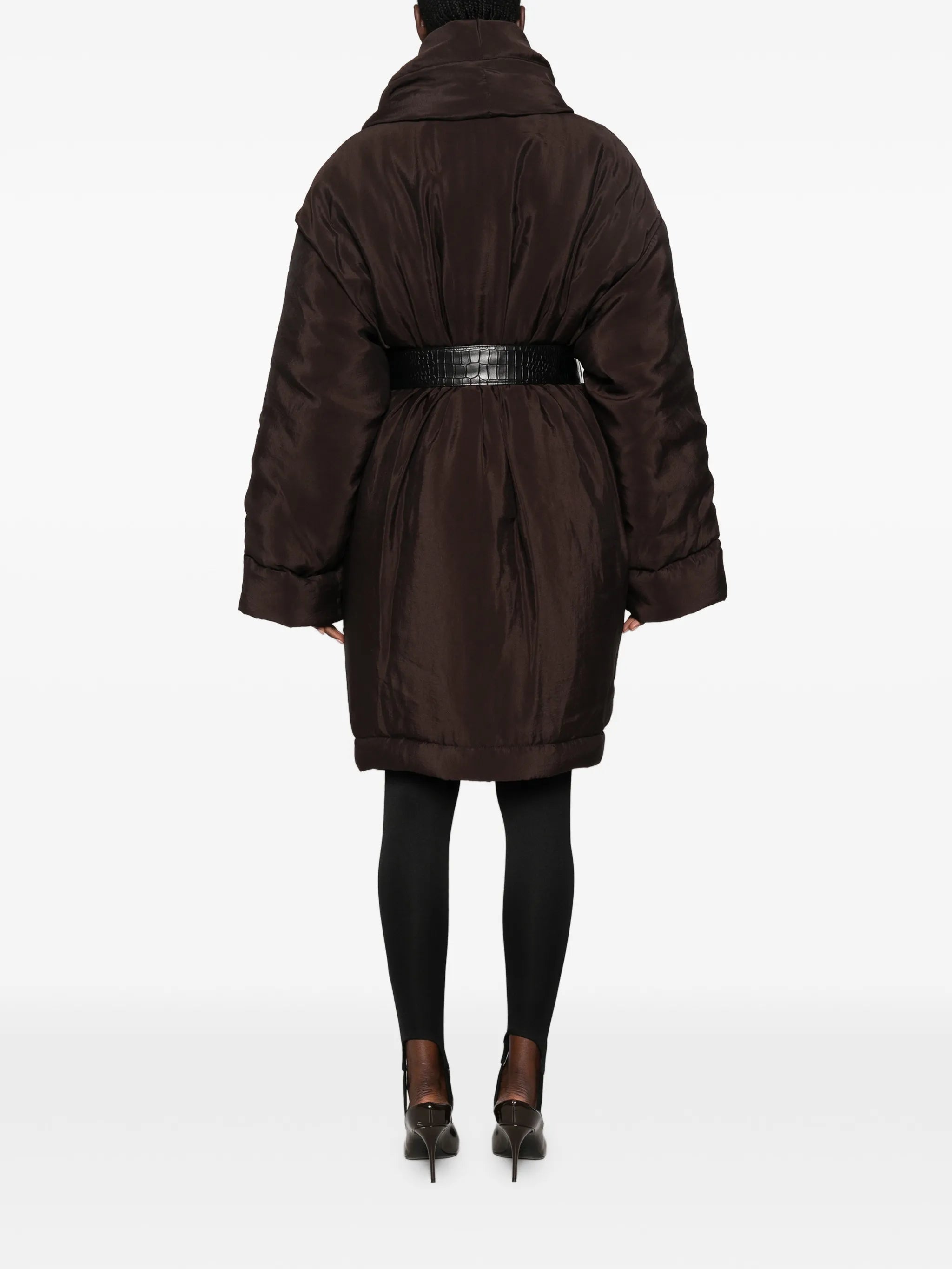 belted padded coat