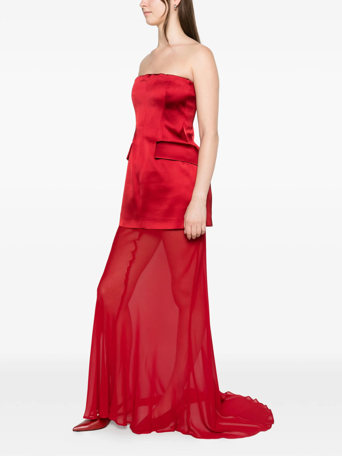 strapless layered maxi dress