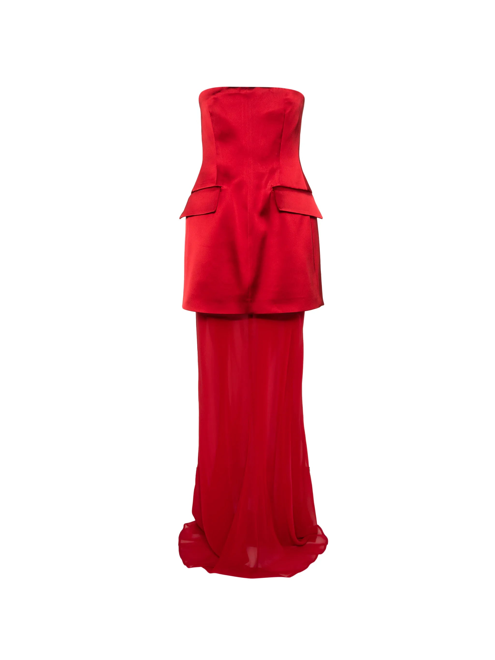 strapless layered maxi dress