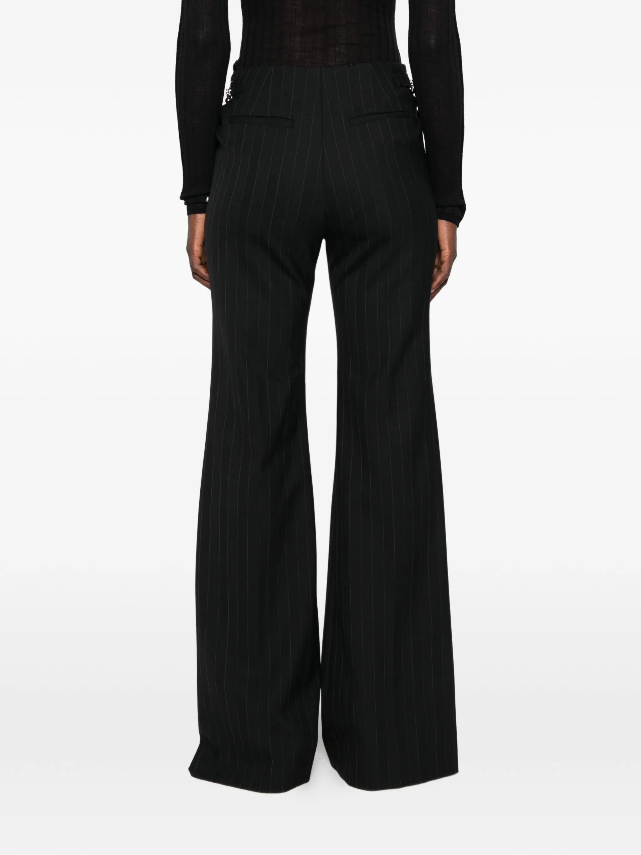 pinstripe wide-leg trousers