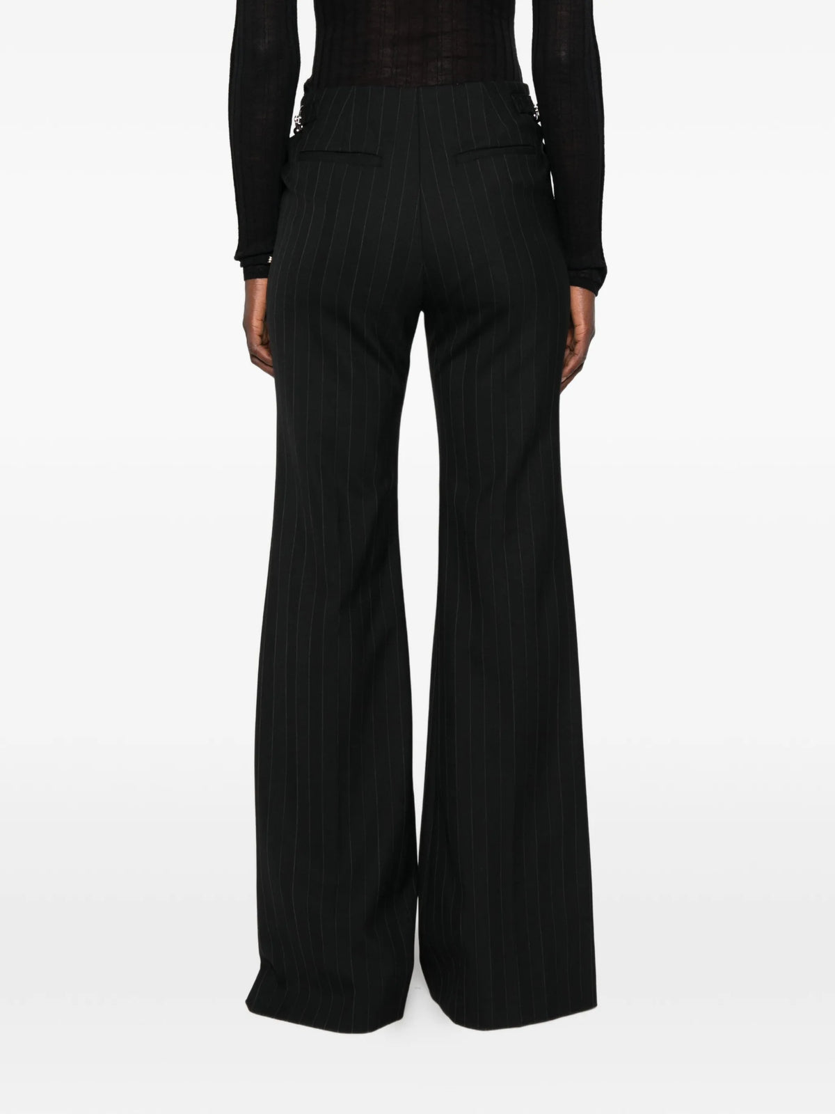 pinstripe wide-leg trousers