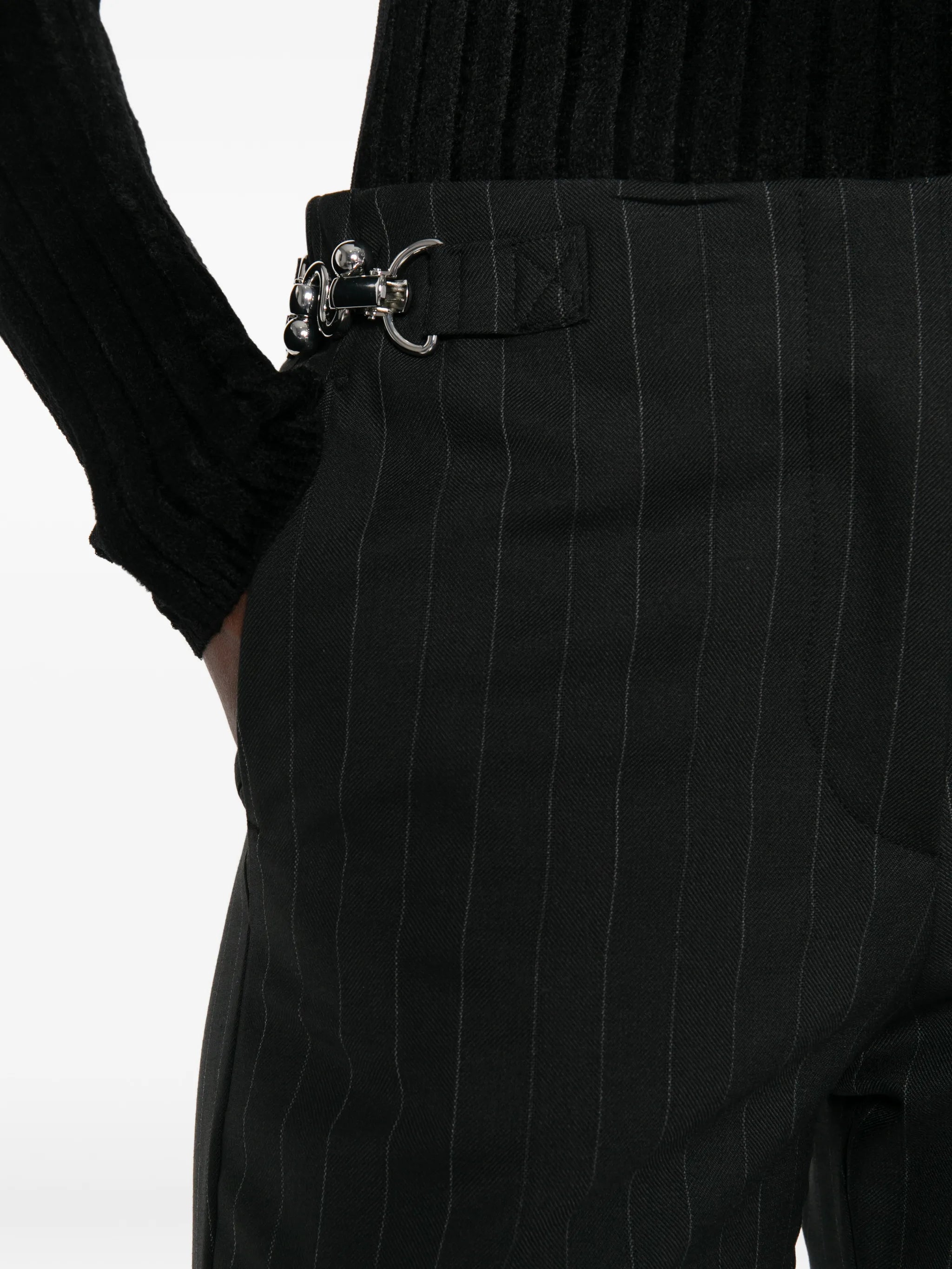 pinstripe wide-leg trousers