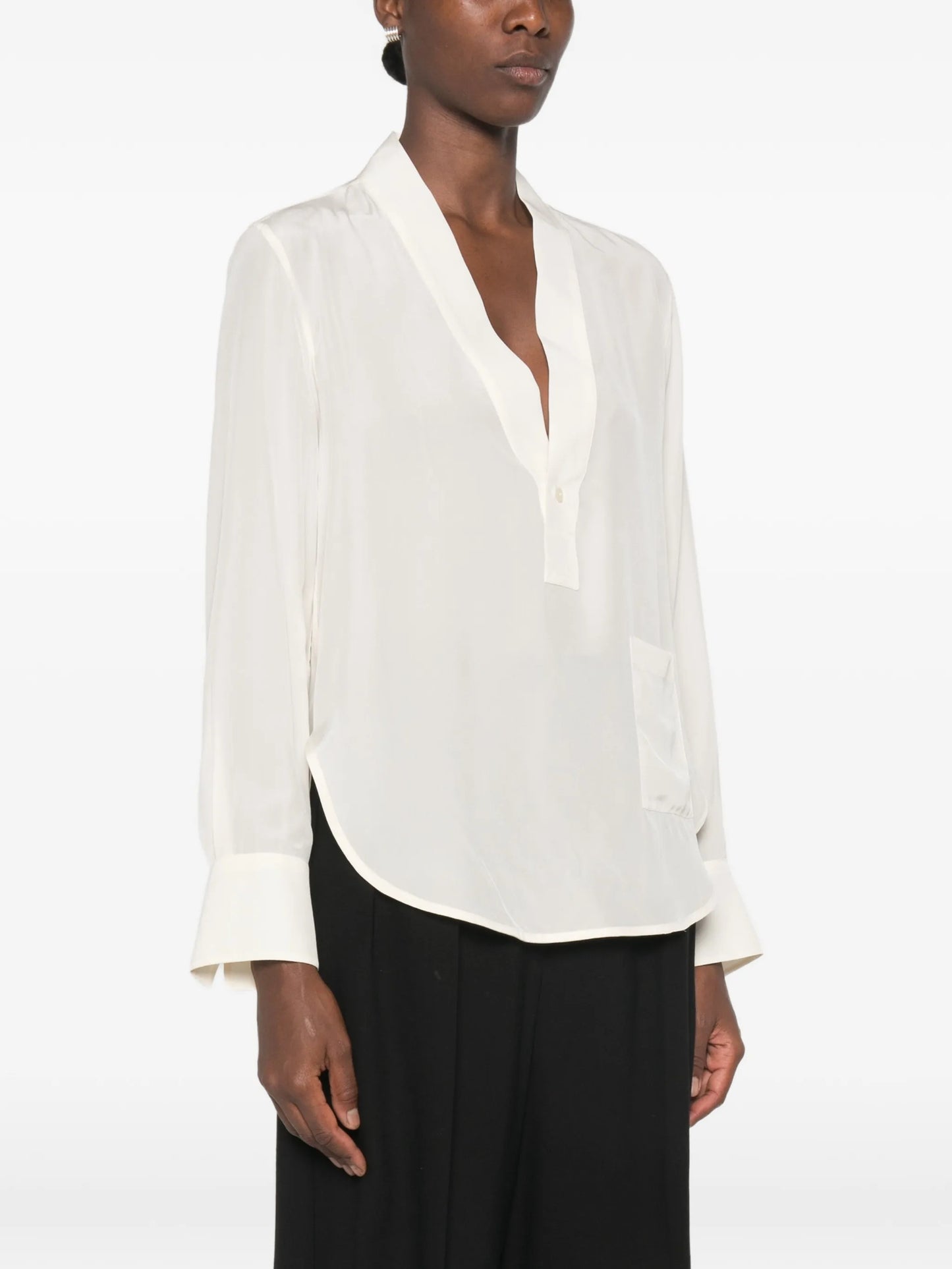 V-neck patch-pocket blouse