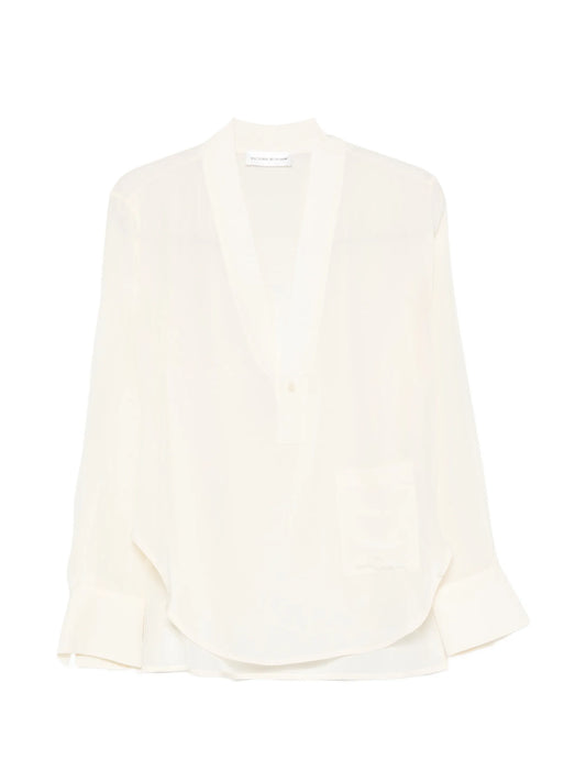 V-neck patch-pocket blouse