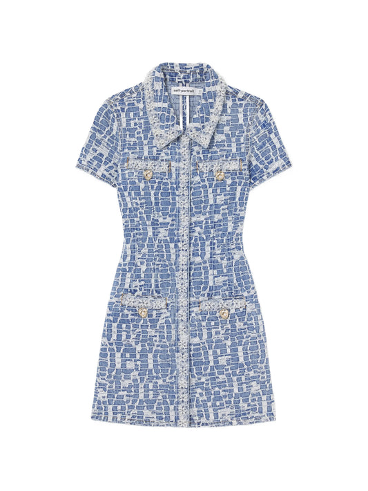 sequin-embellished collared mini dress