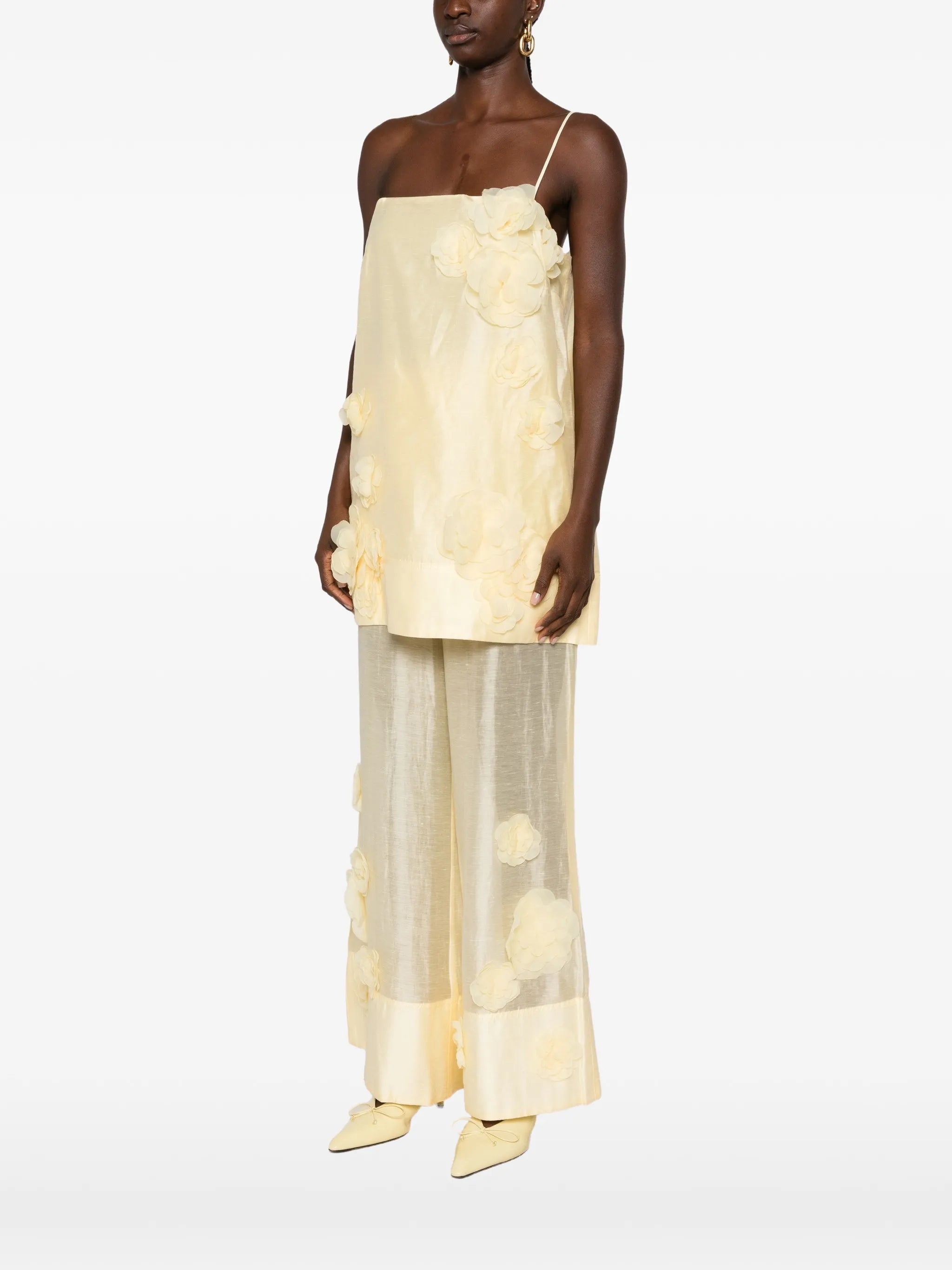 Cloudscape floral-appliqué blouse