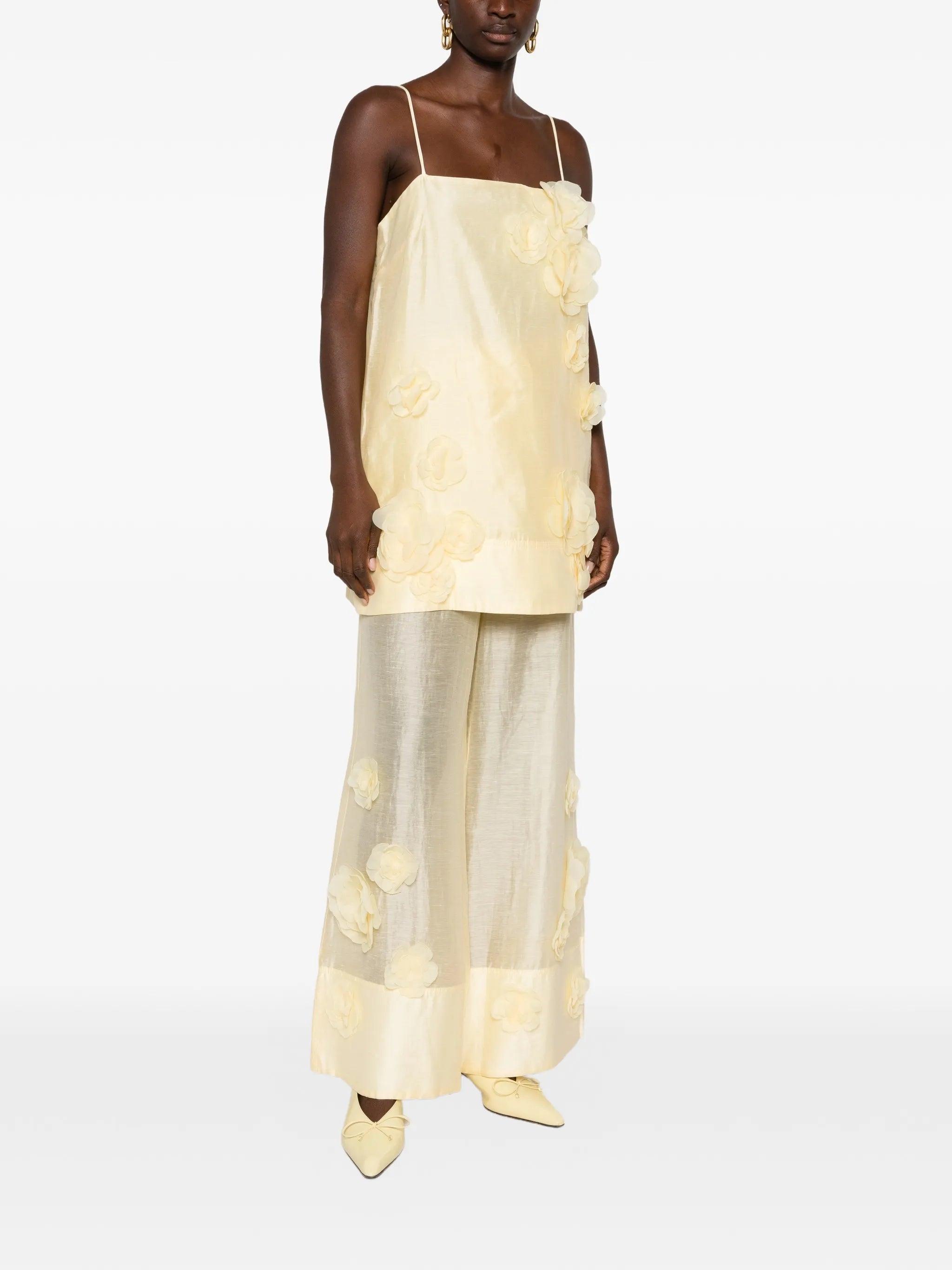Cloudscape floral-appliqué blouse