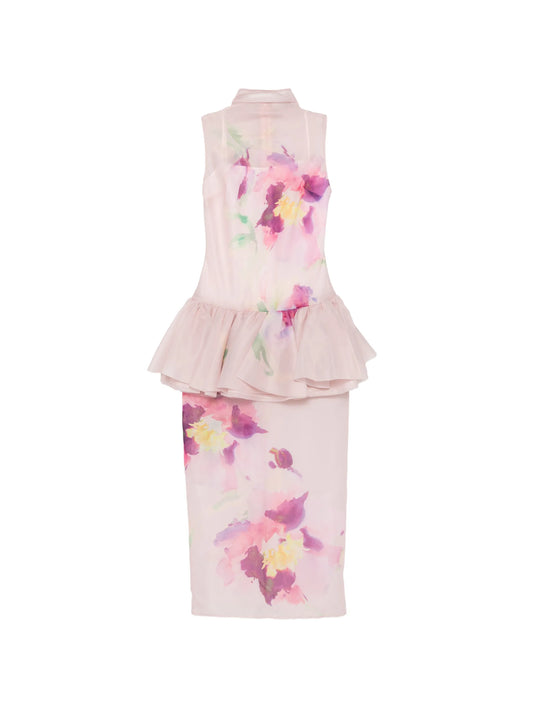 Arlina ruffled floral-print gown