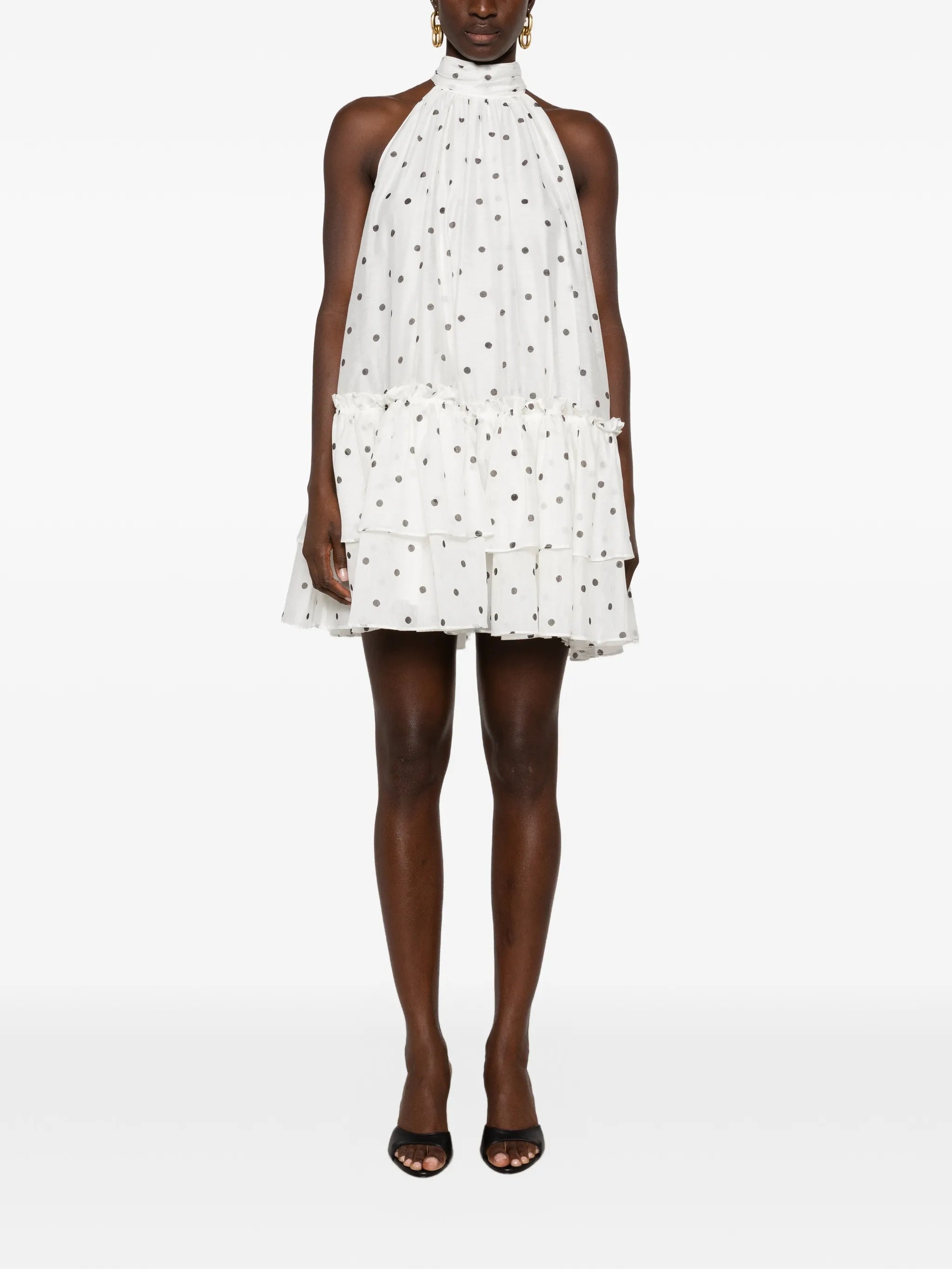 Amily polka-dot tiered mini dress