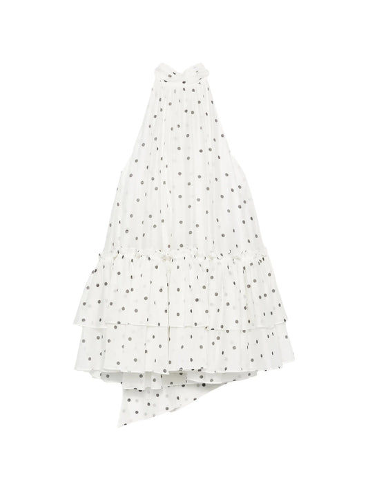 Amily polka-dot tiered mini dress