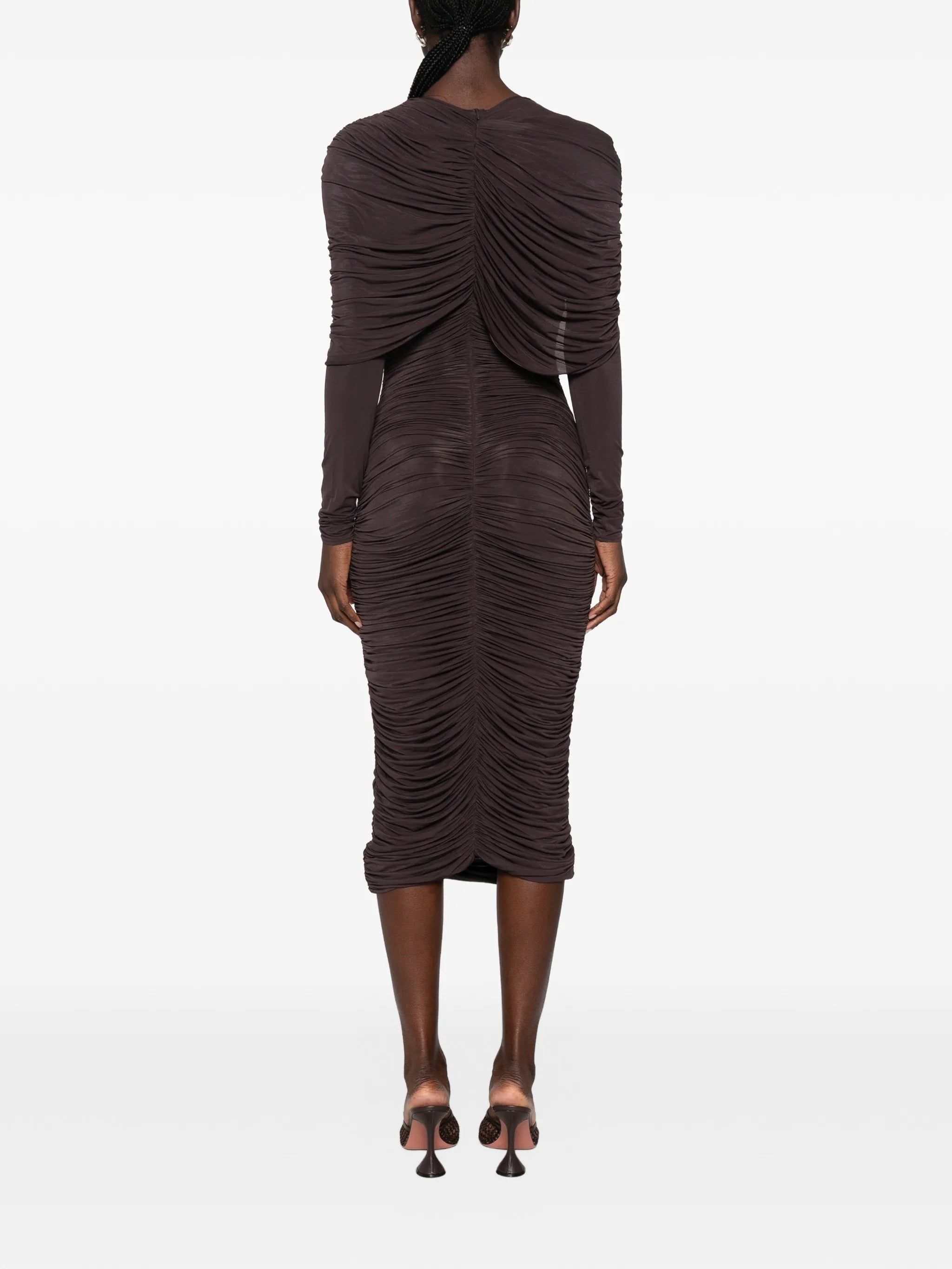 ruched draped-detail midi dress