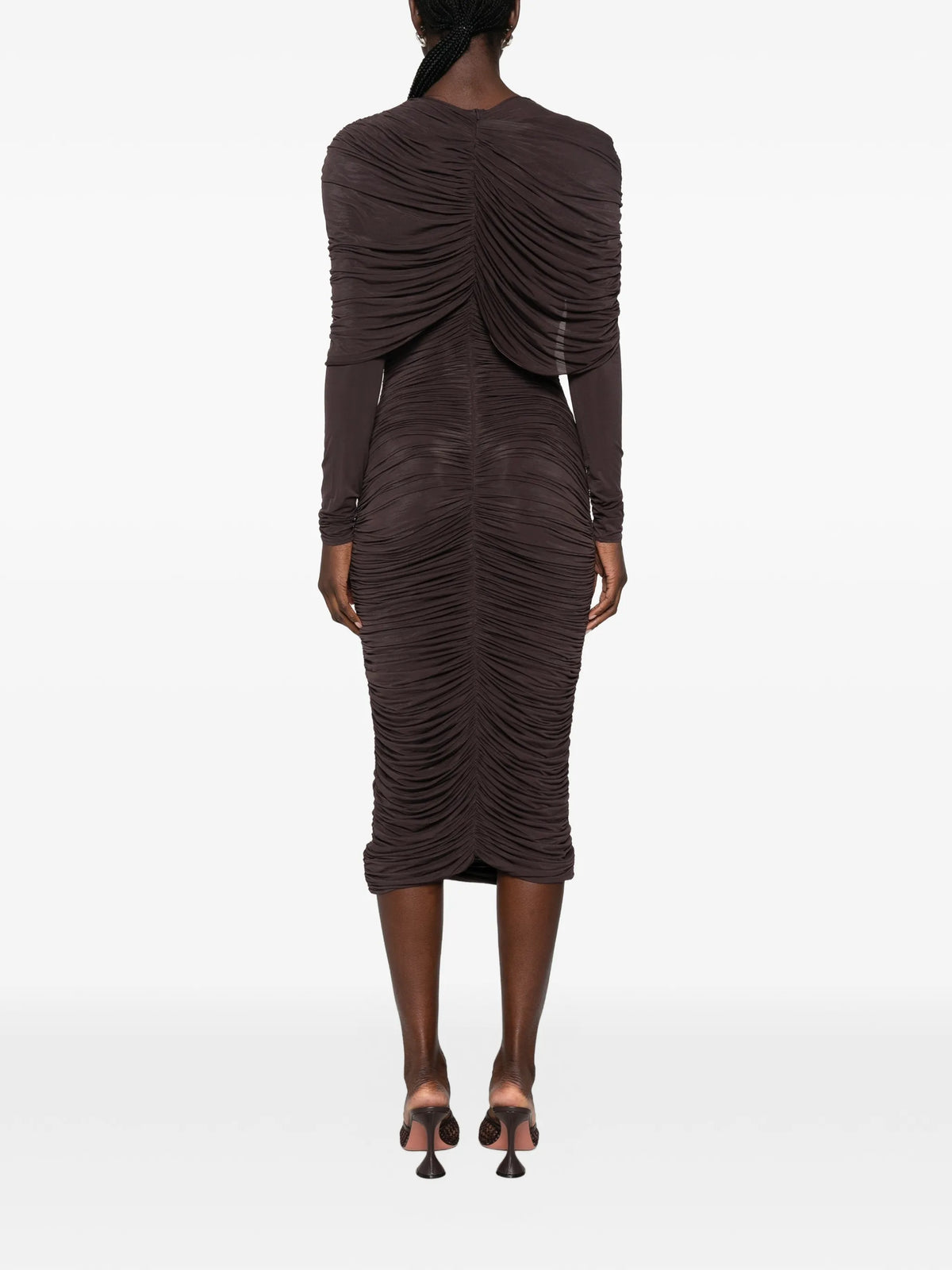 ruched draped-detail midi dress