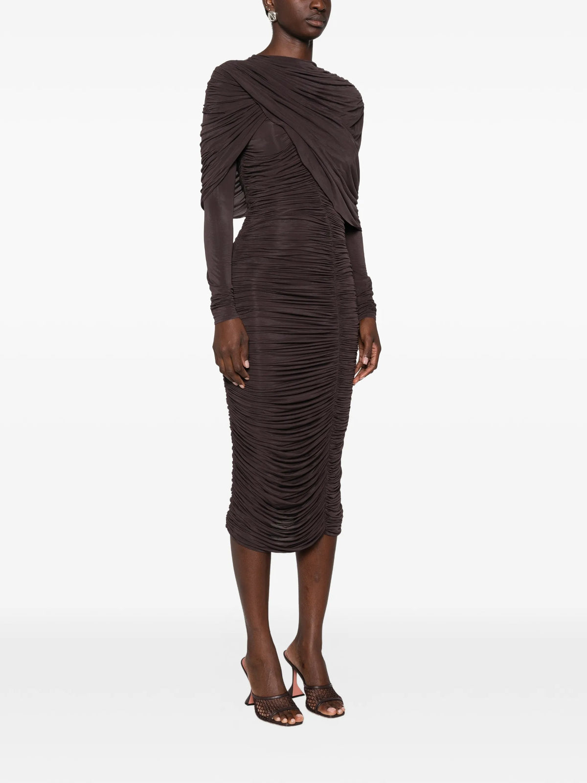 ruched draped-detail midi dress