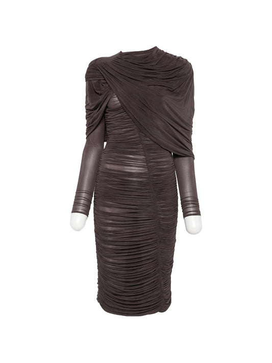 ruched draped-detail midi dress