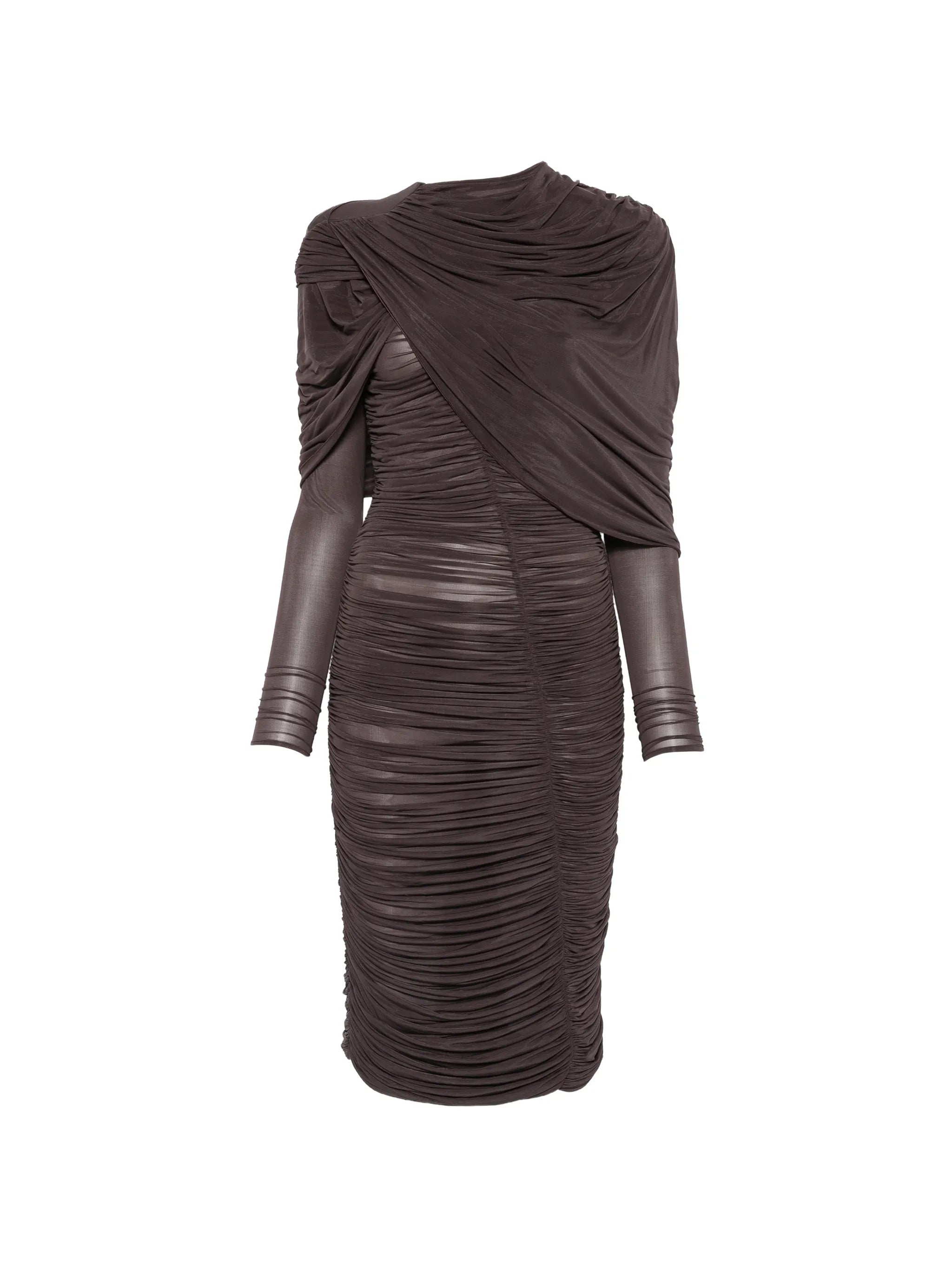 ruched draped-detail midi dress