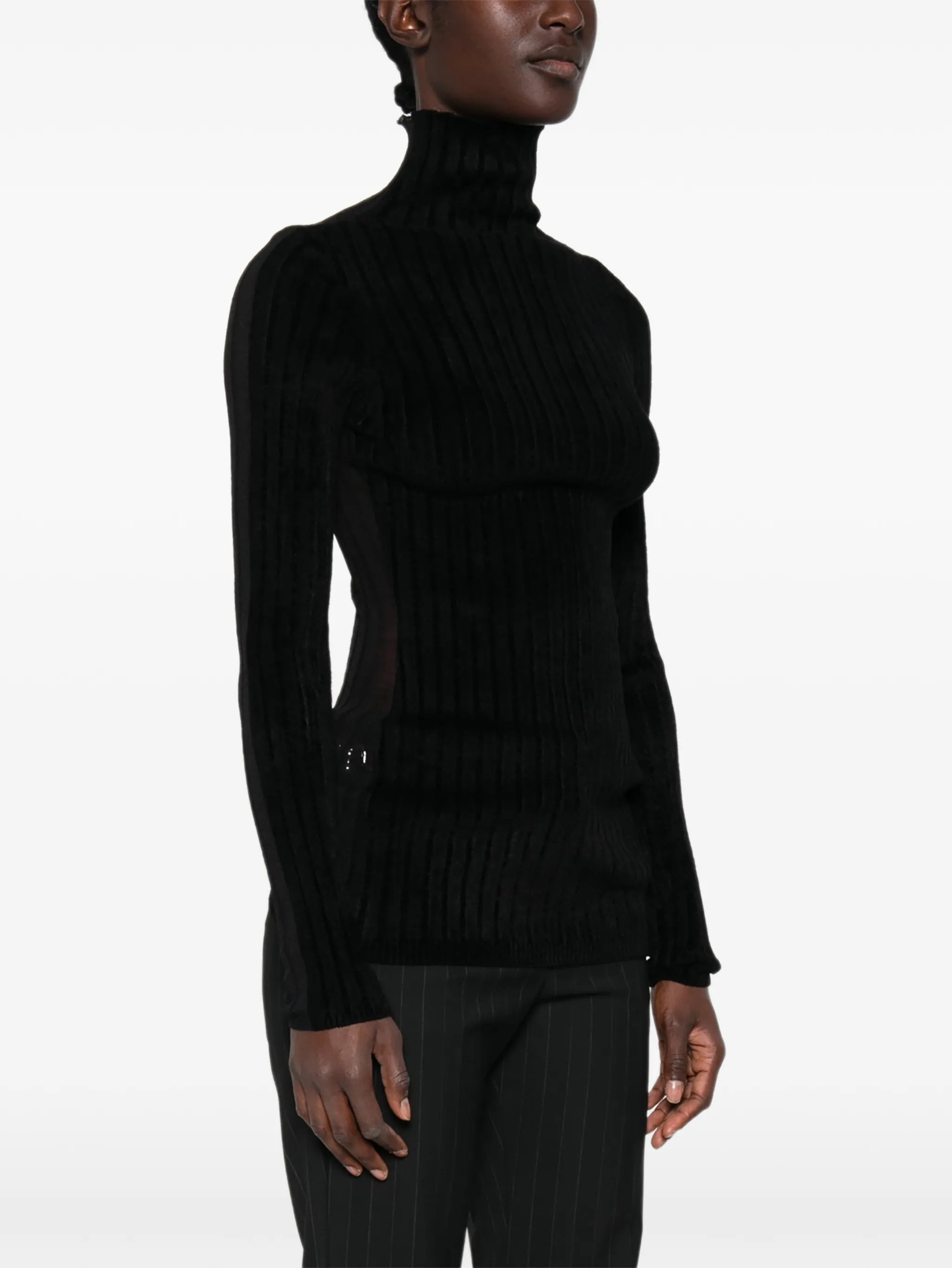ribbed-knit roll-neck sweater