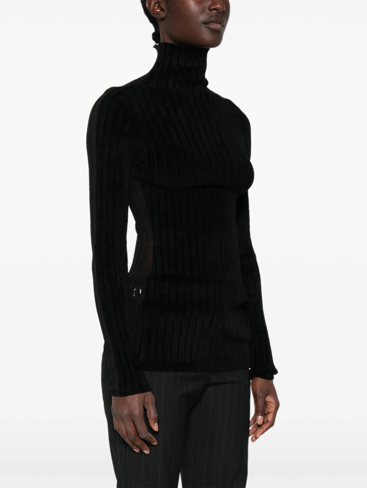 ribbed-knit roll-neck sweater
