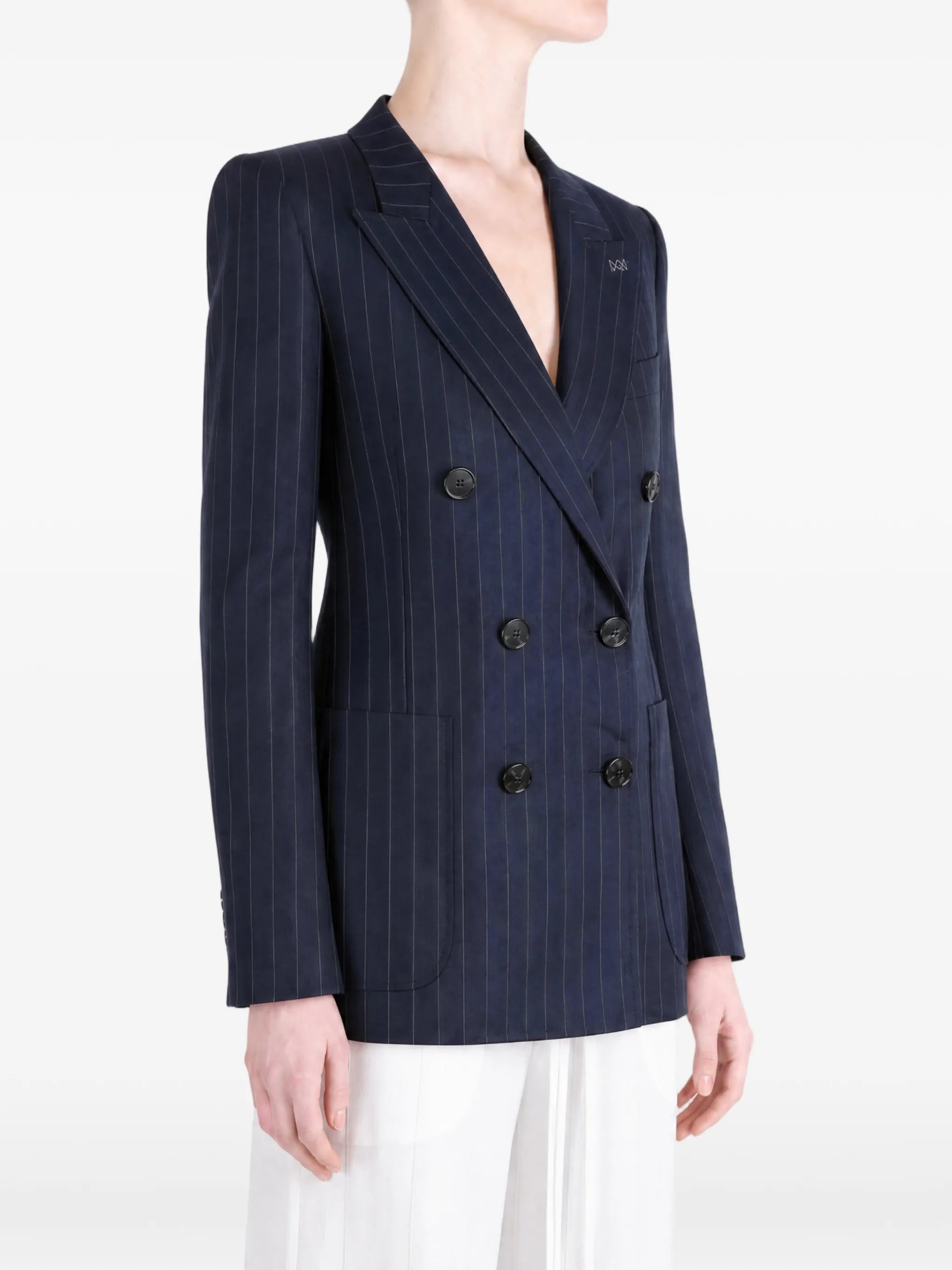 double-breasted striped jacket in wool