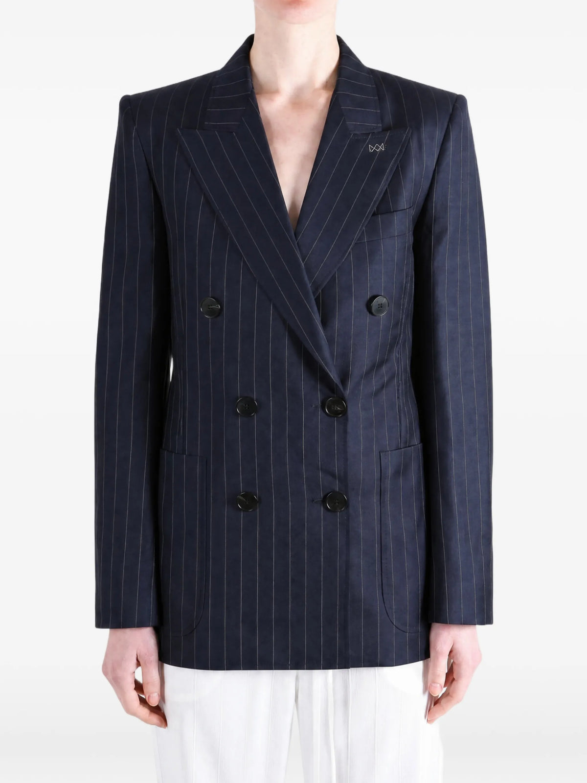 double-breasted striped jacket in wool