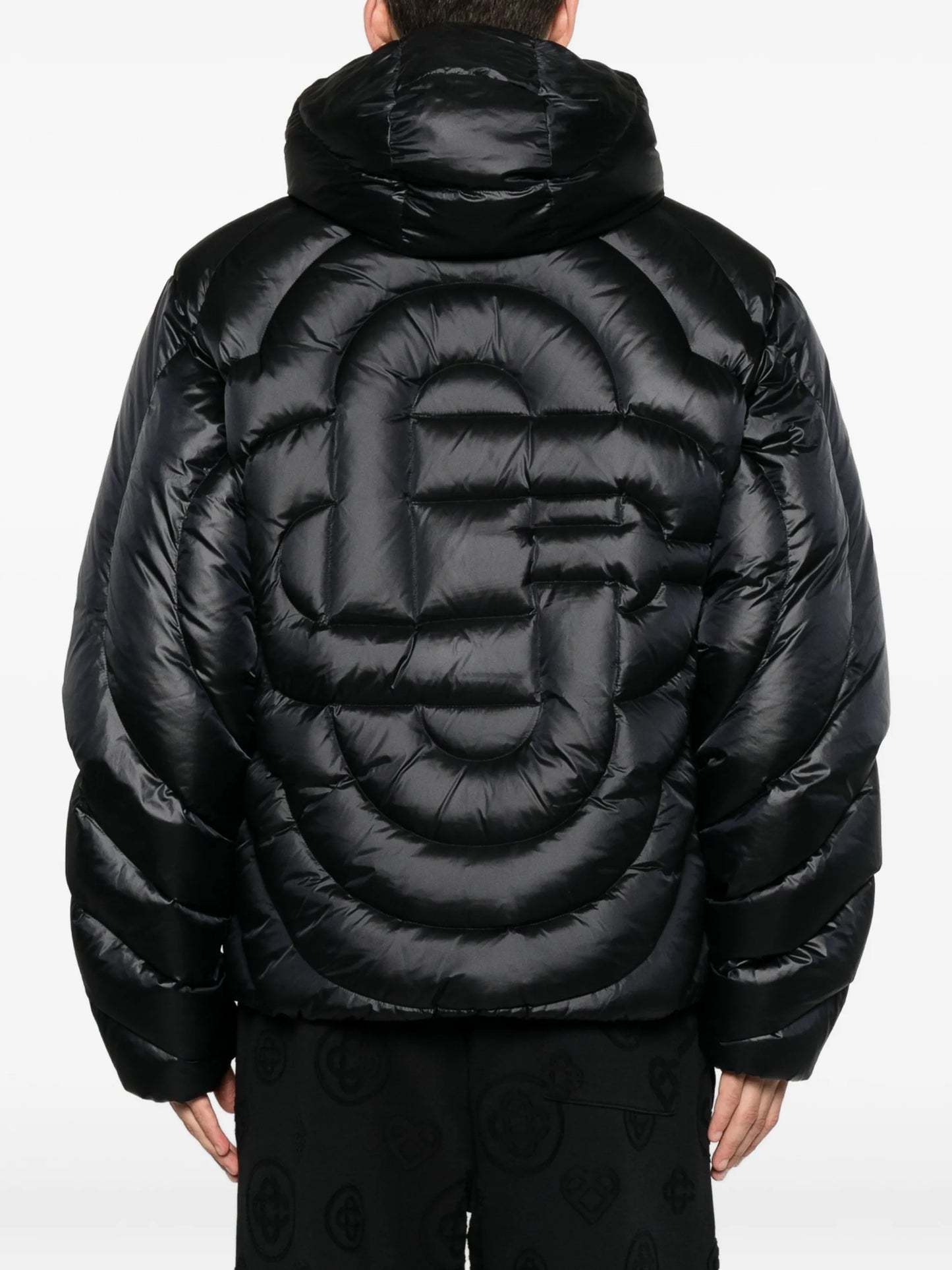 black quilted down puffer jacket