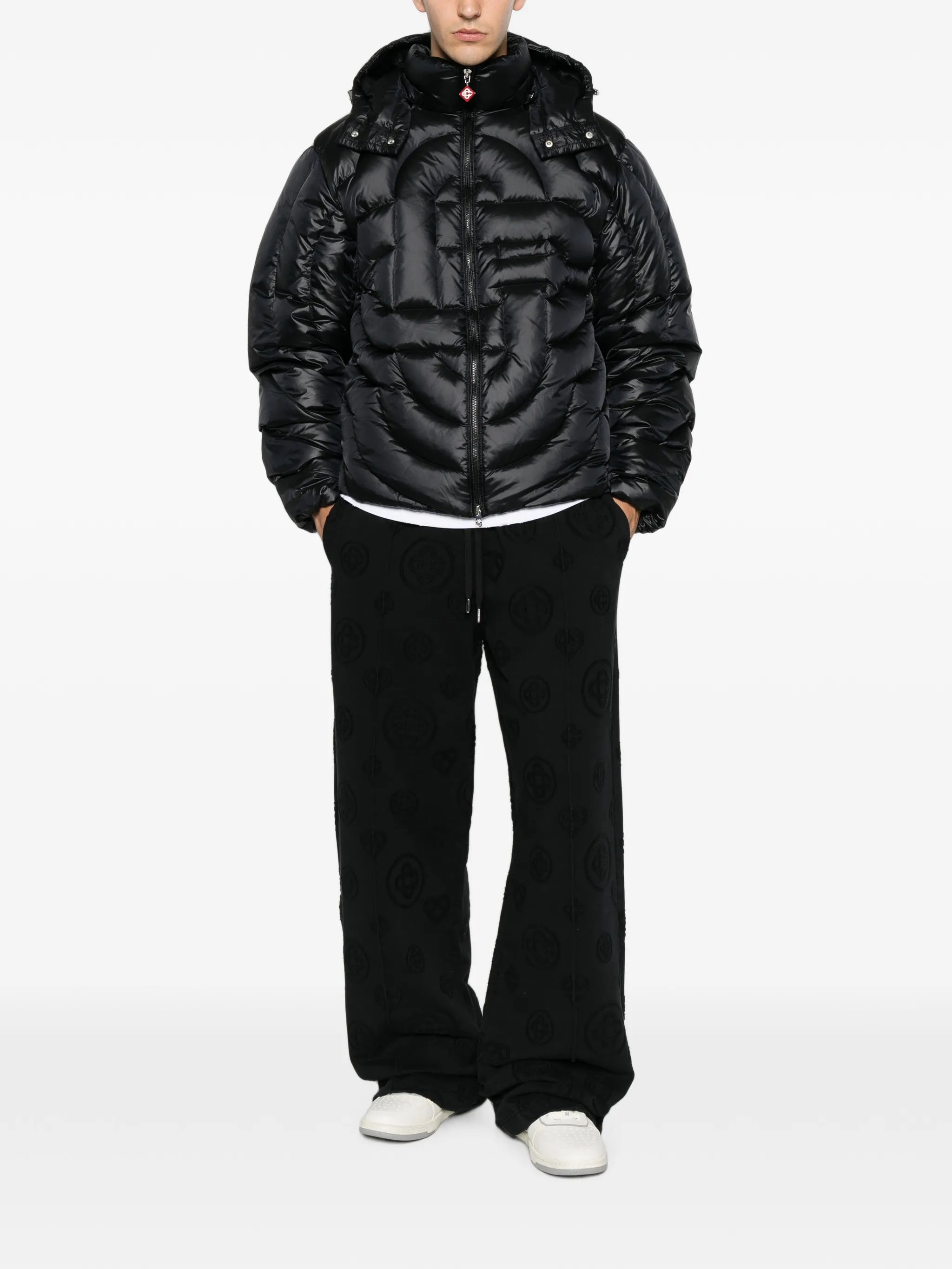black quilted down puffer jacket
