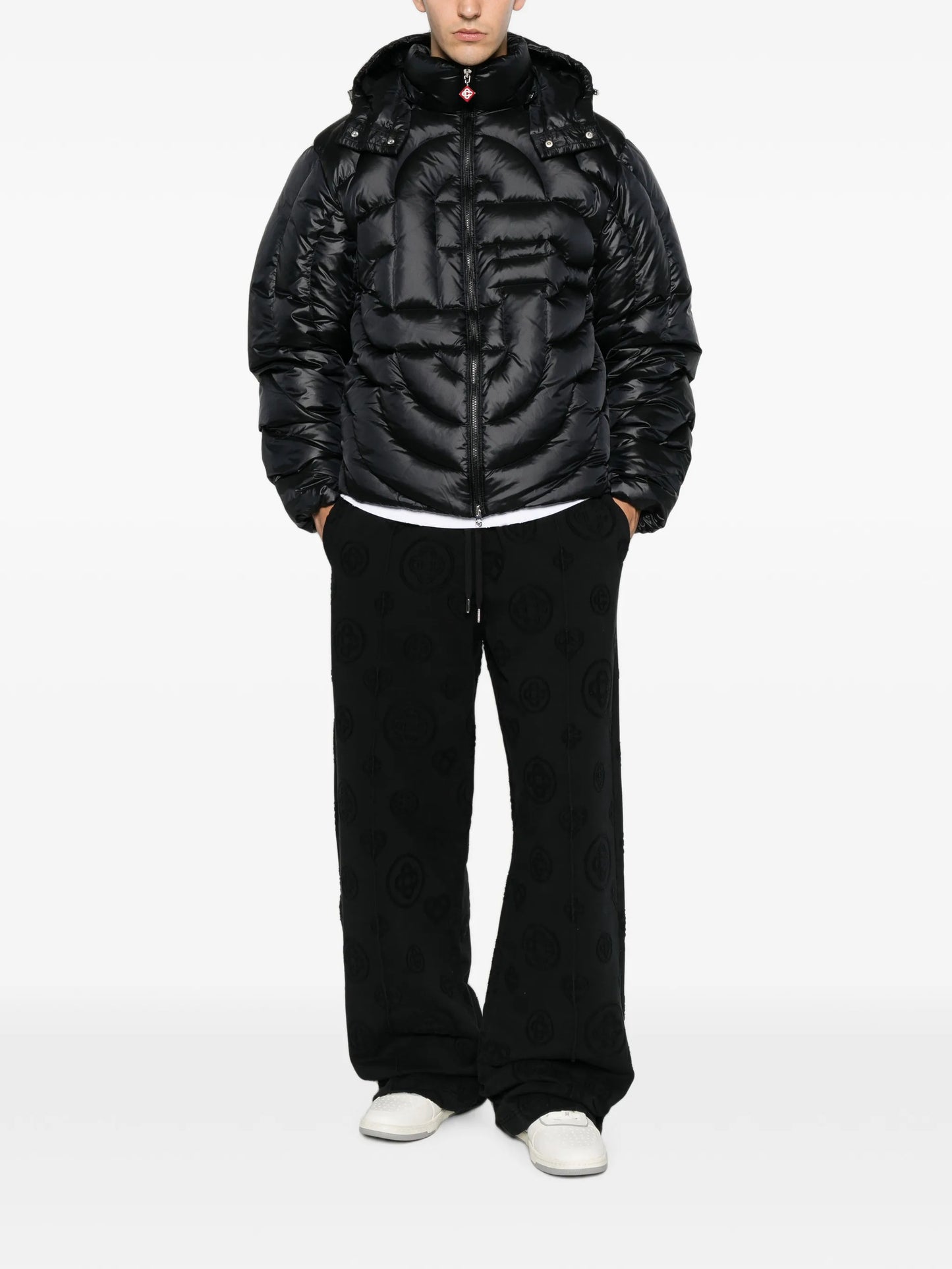 black quilted down puffer jacket