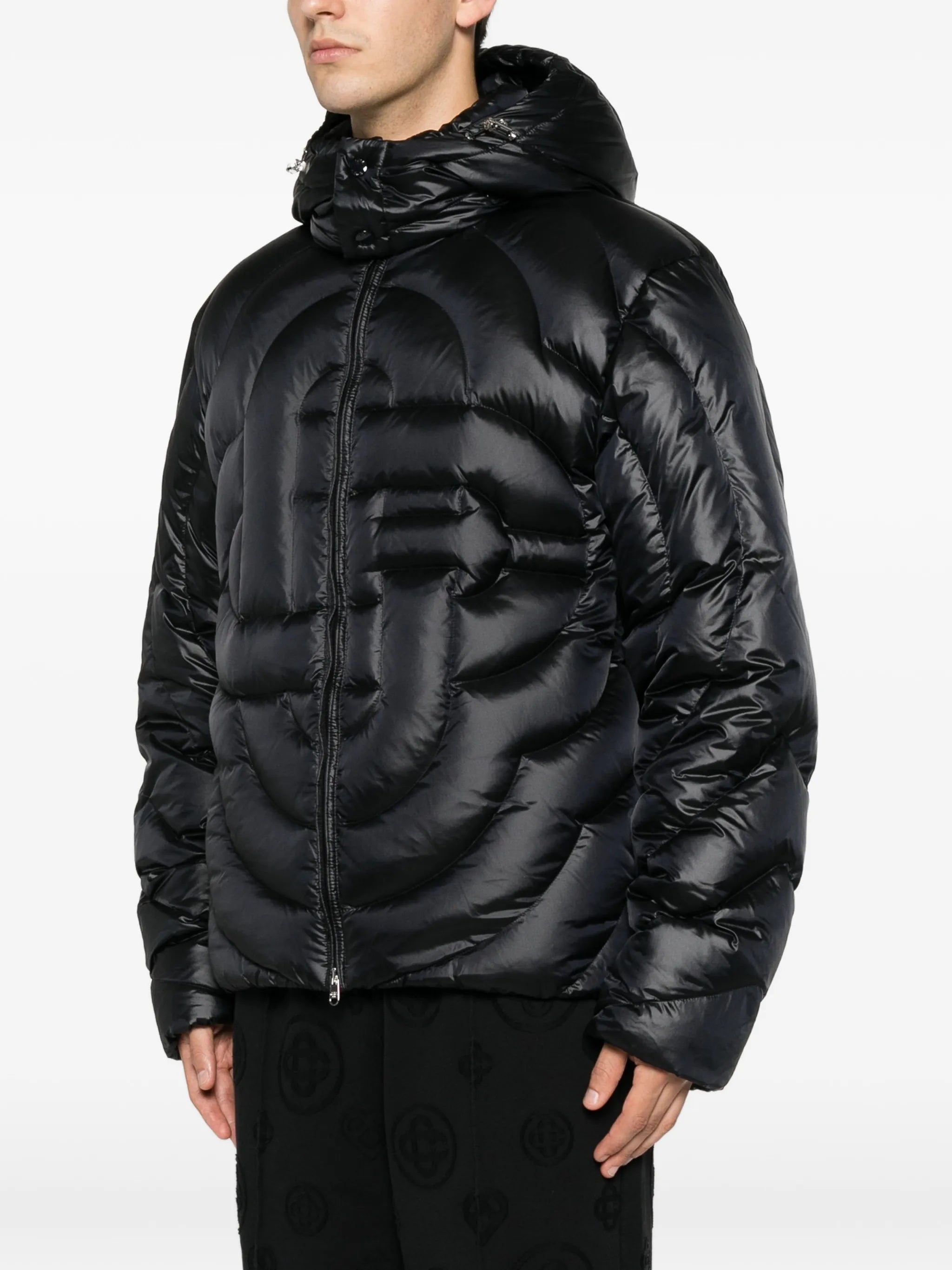 black quilted down puffer jacket