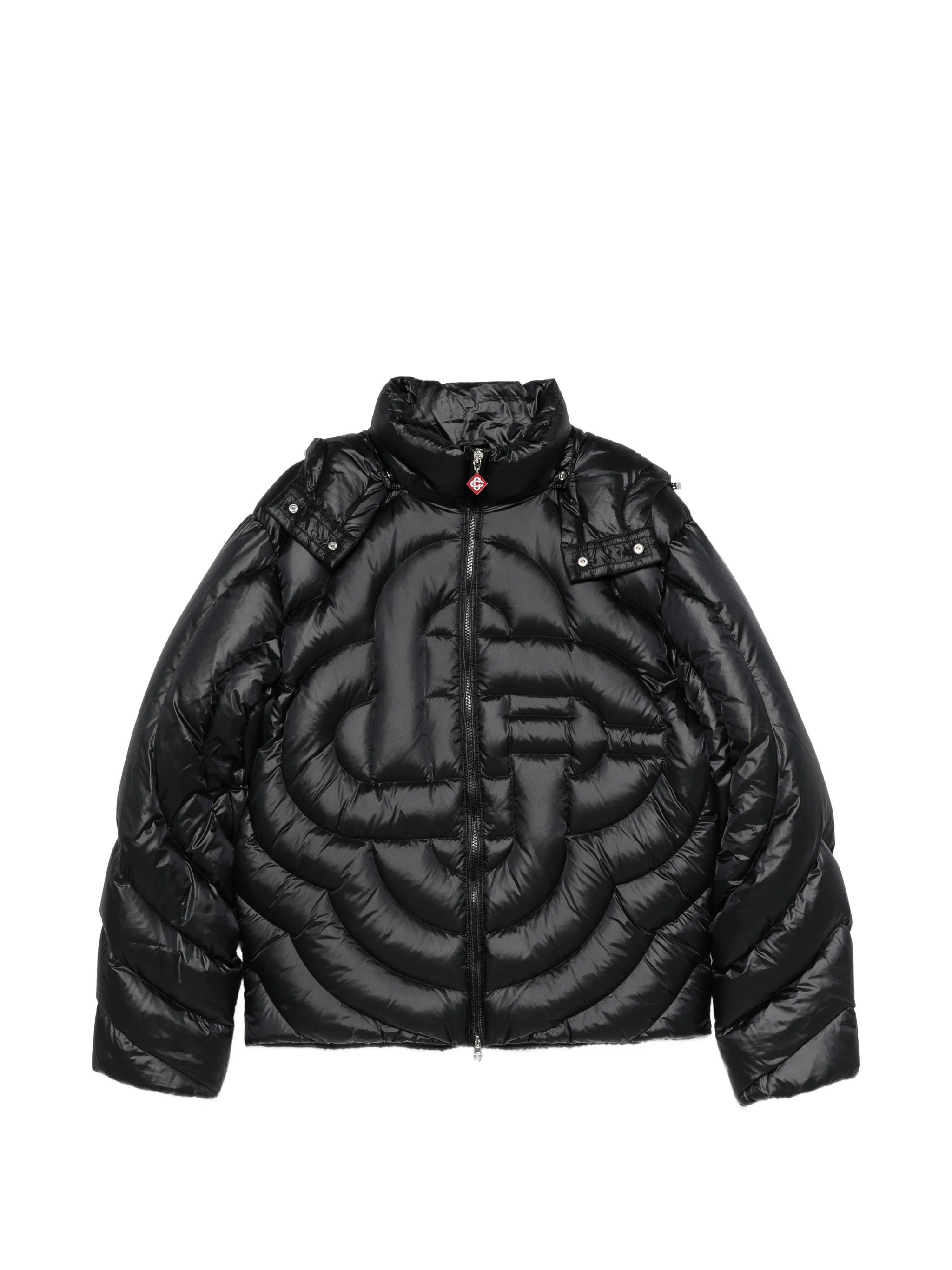 black quilted down puffer jacket