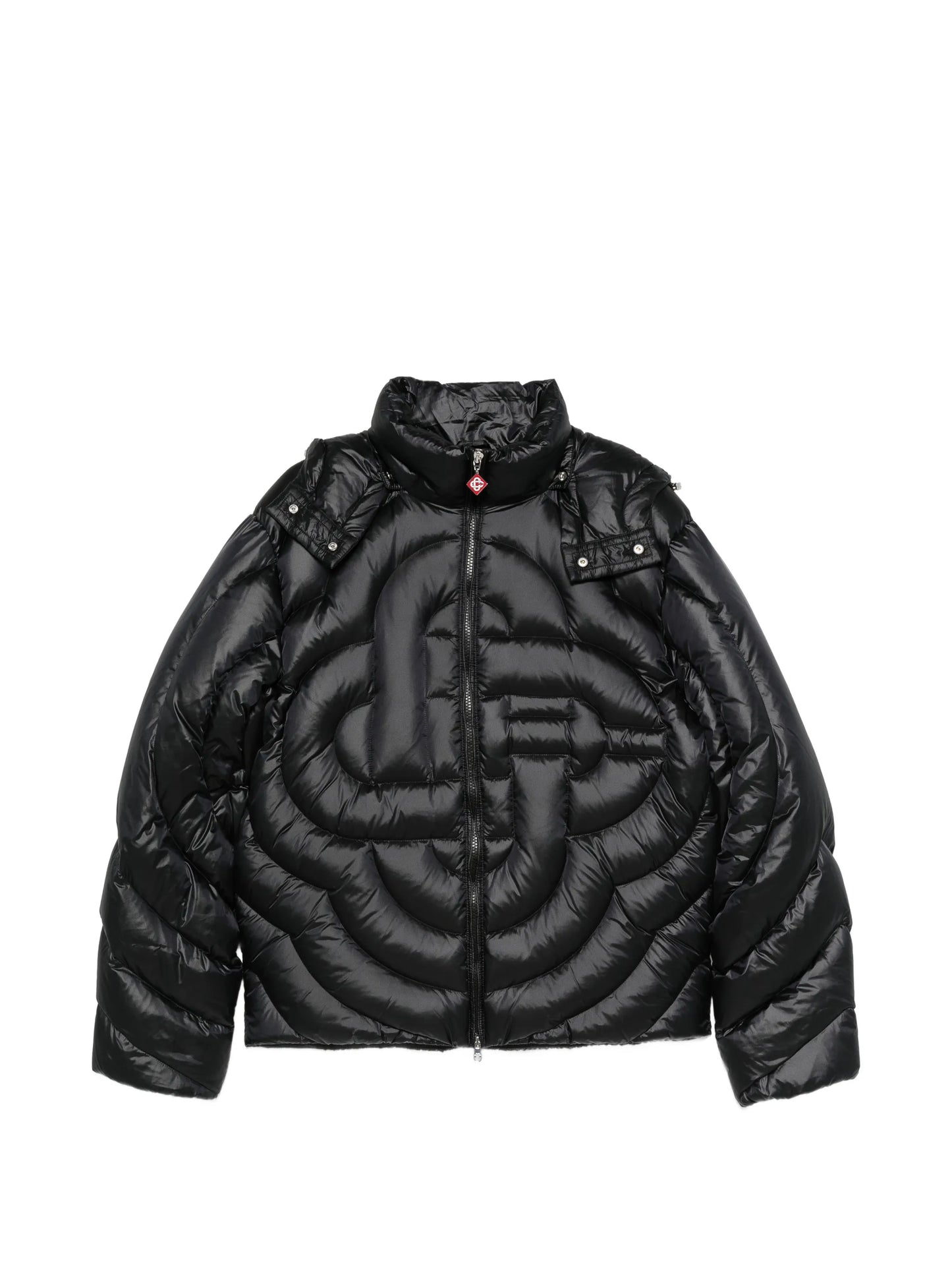 black quilted down puffer jacket