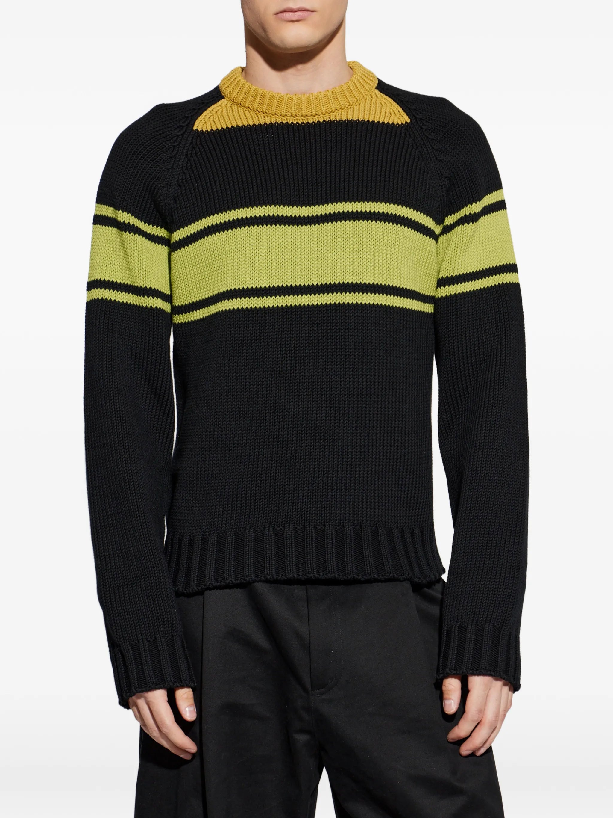 striped logo-patch sweater
