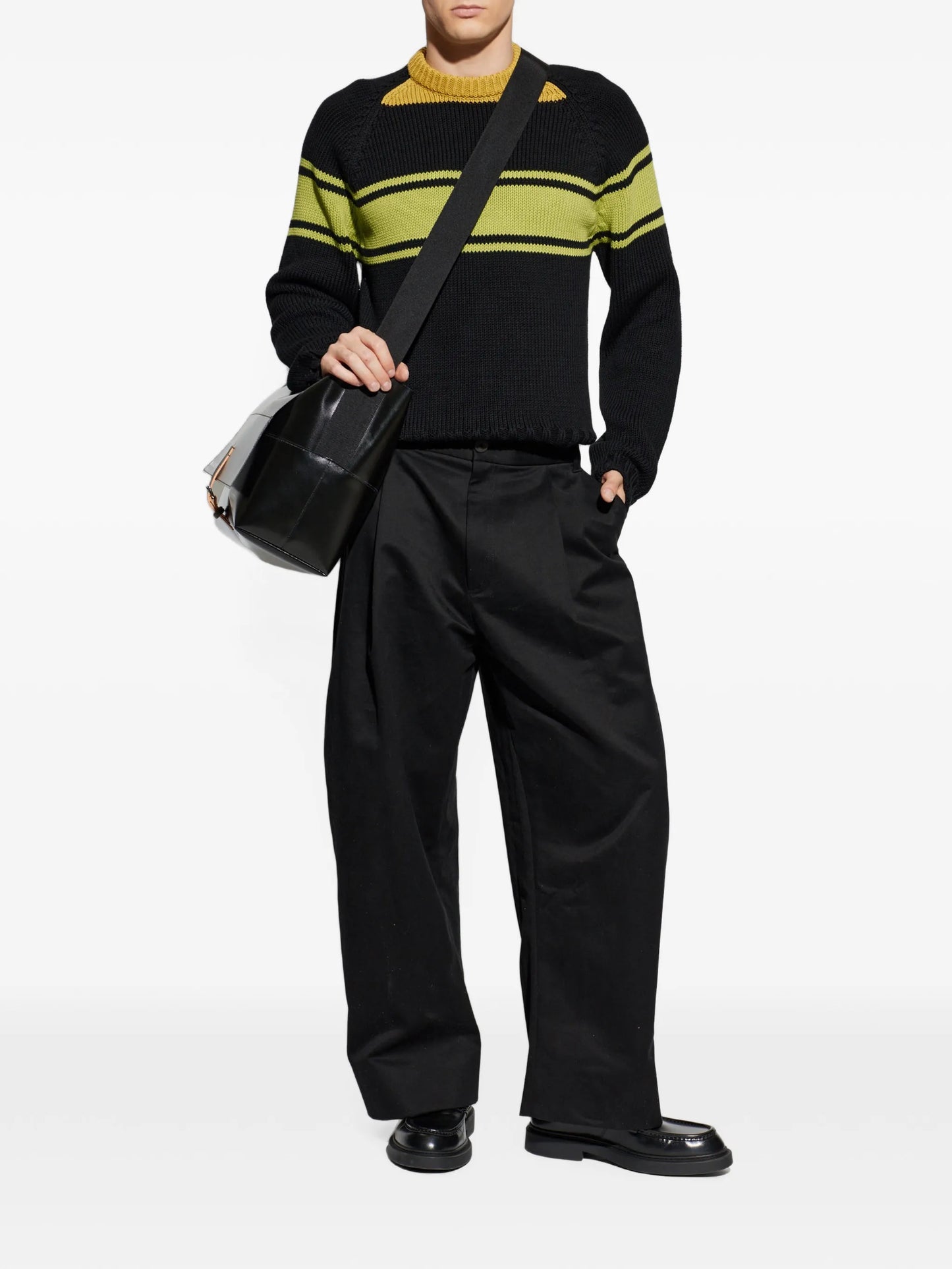 striped logo-patch sweater