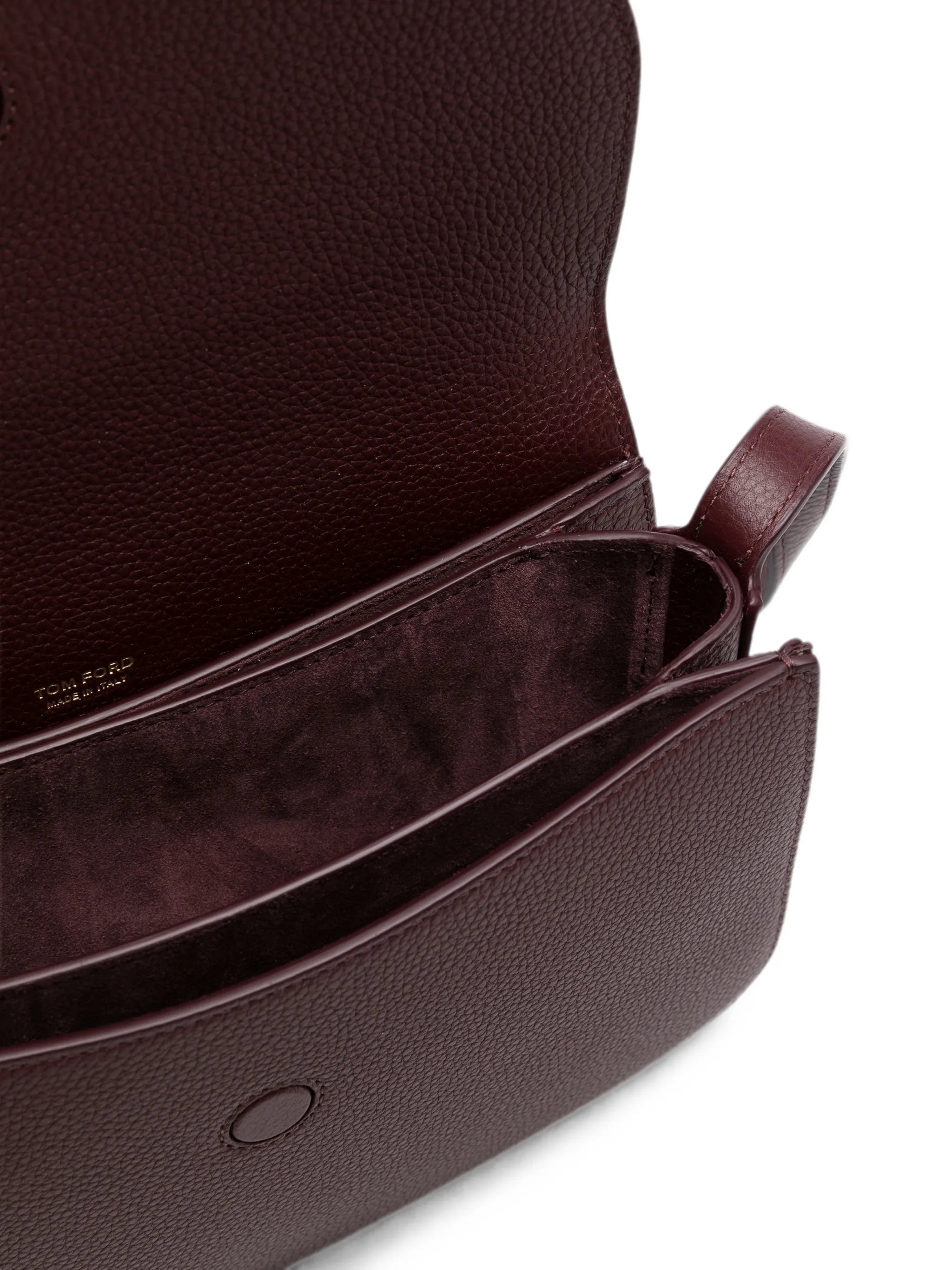 T-clasp grained leather shoulder bag