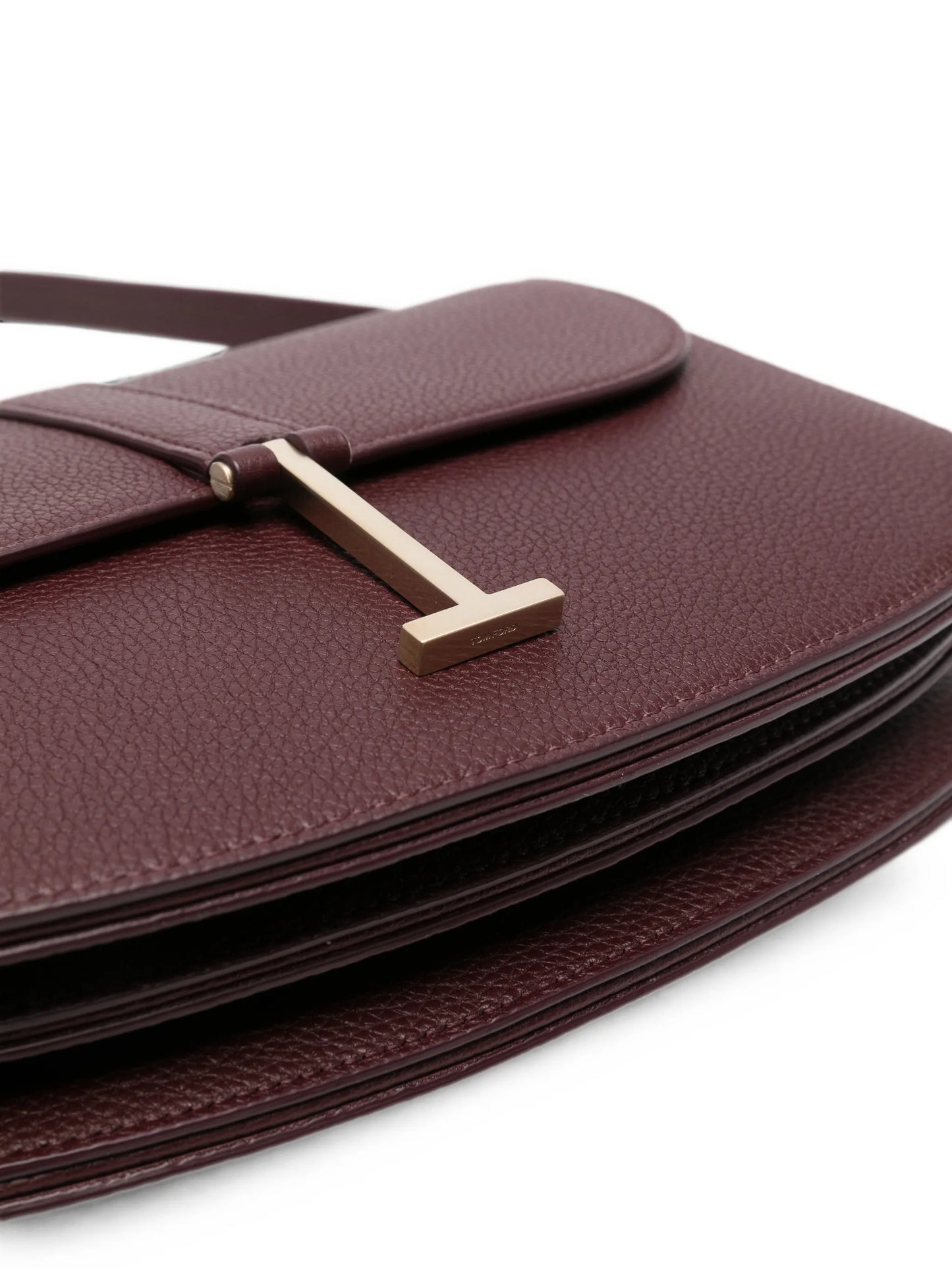 T-clasp grained leather shoulder bag