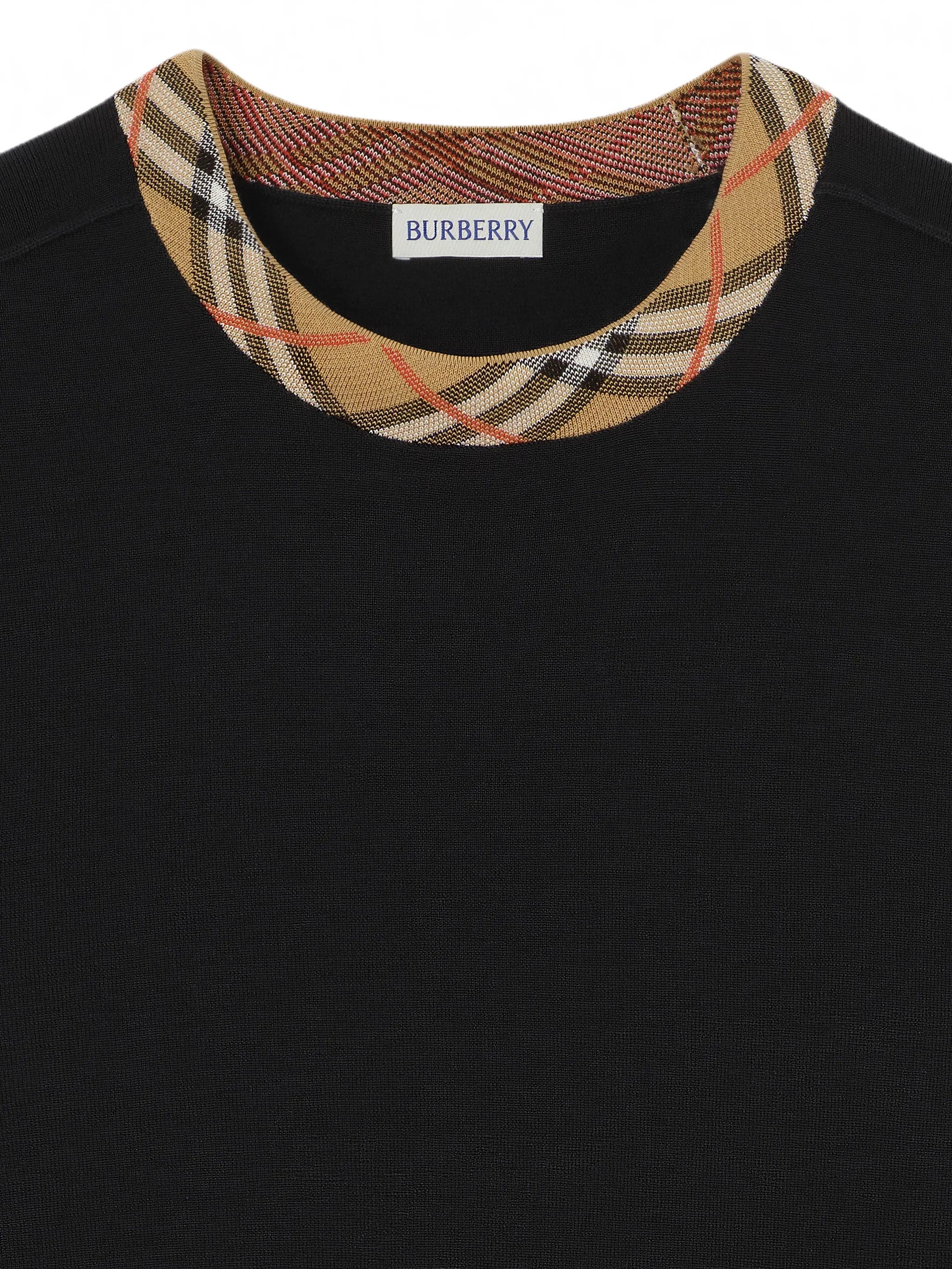 Check-trim wool sweater