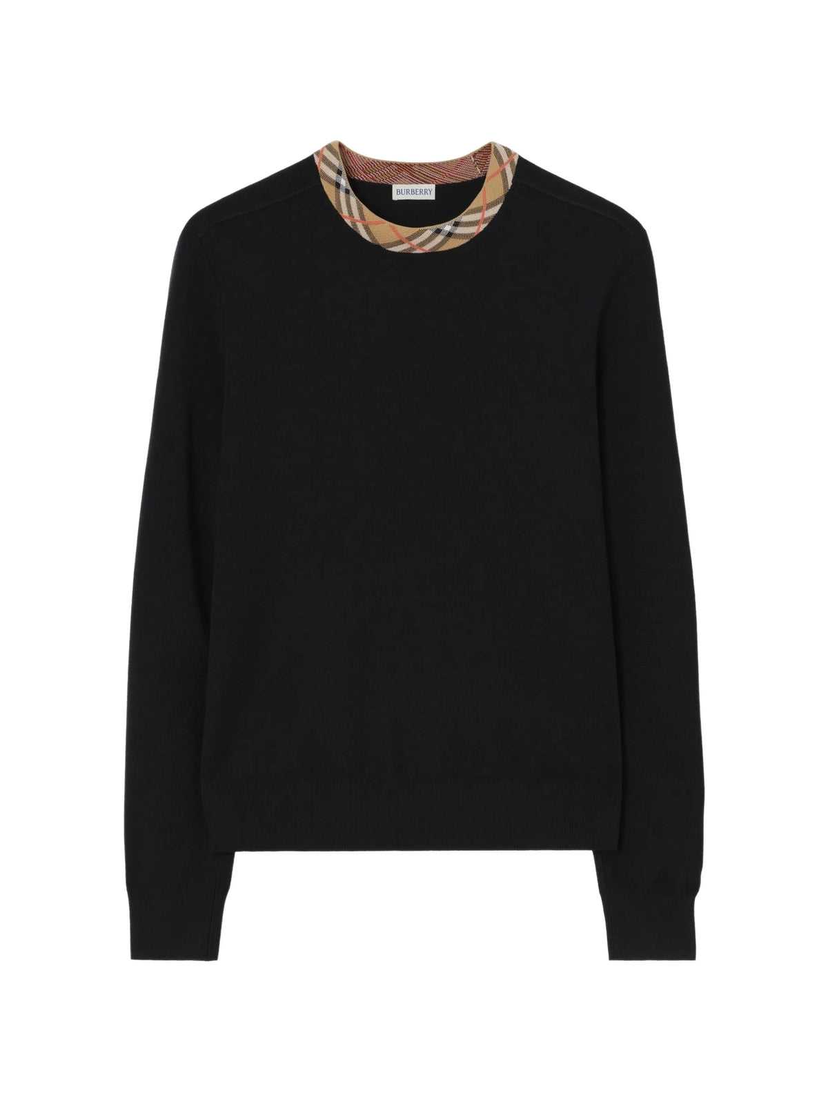 Check-trim wool sweater