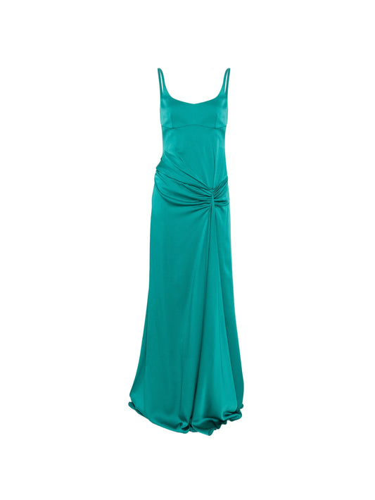 gathered-detail sleeveless maxi dress