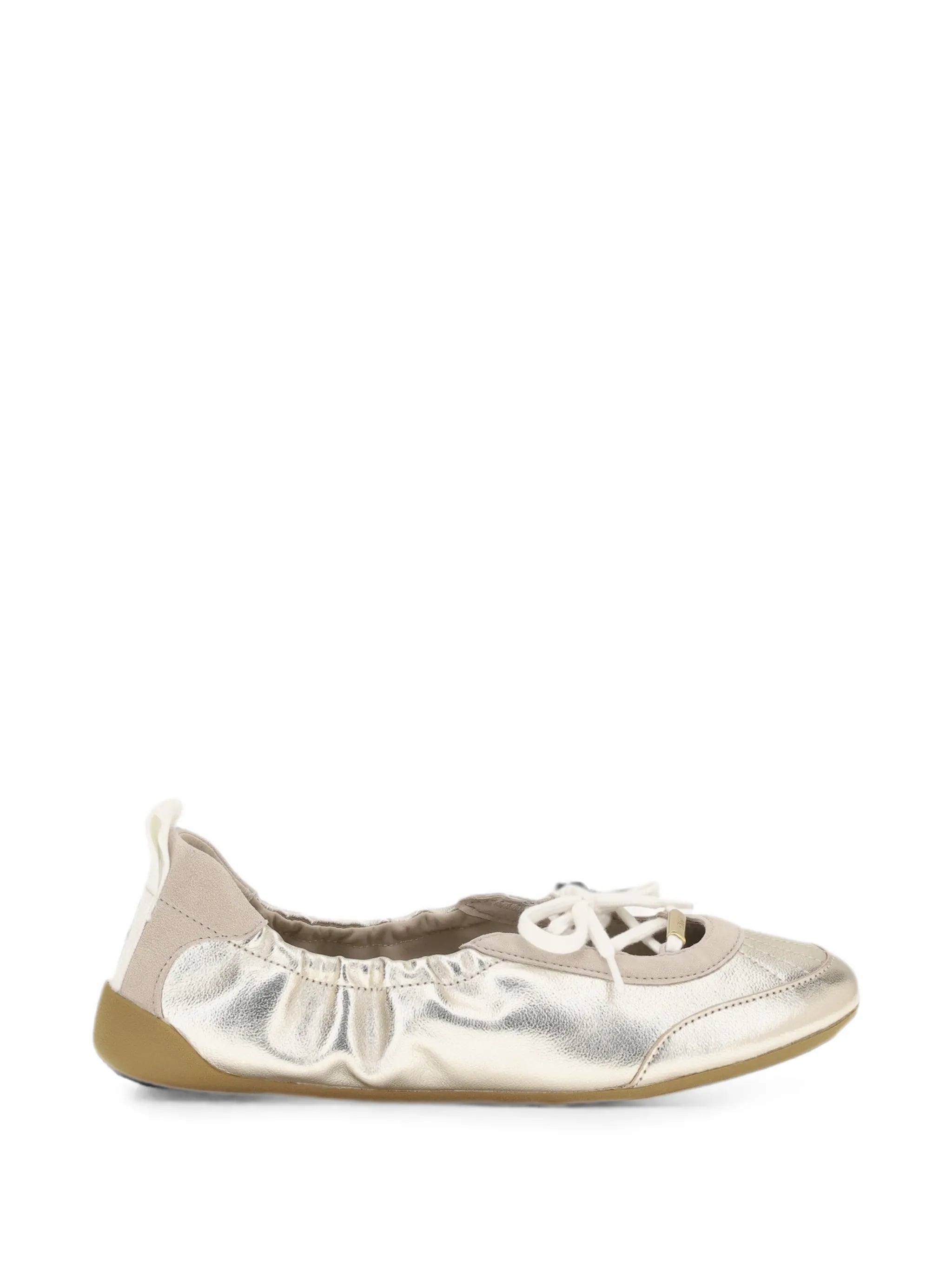 metallic lace-up ballet flats