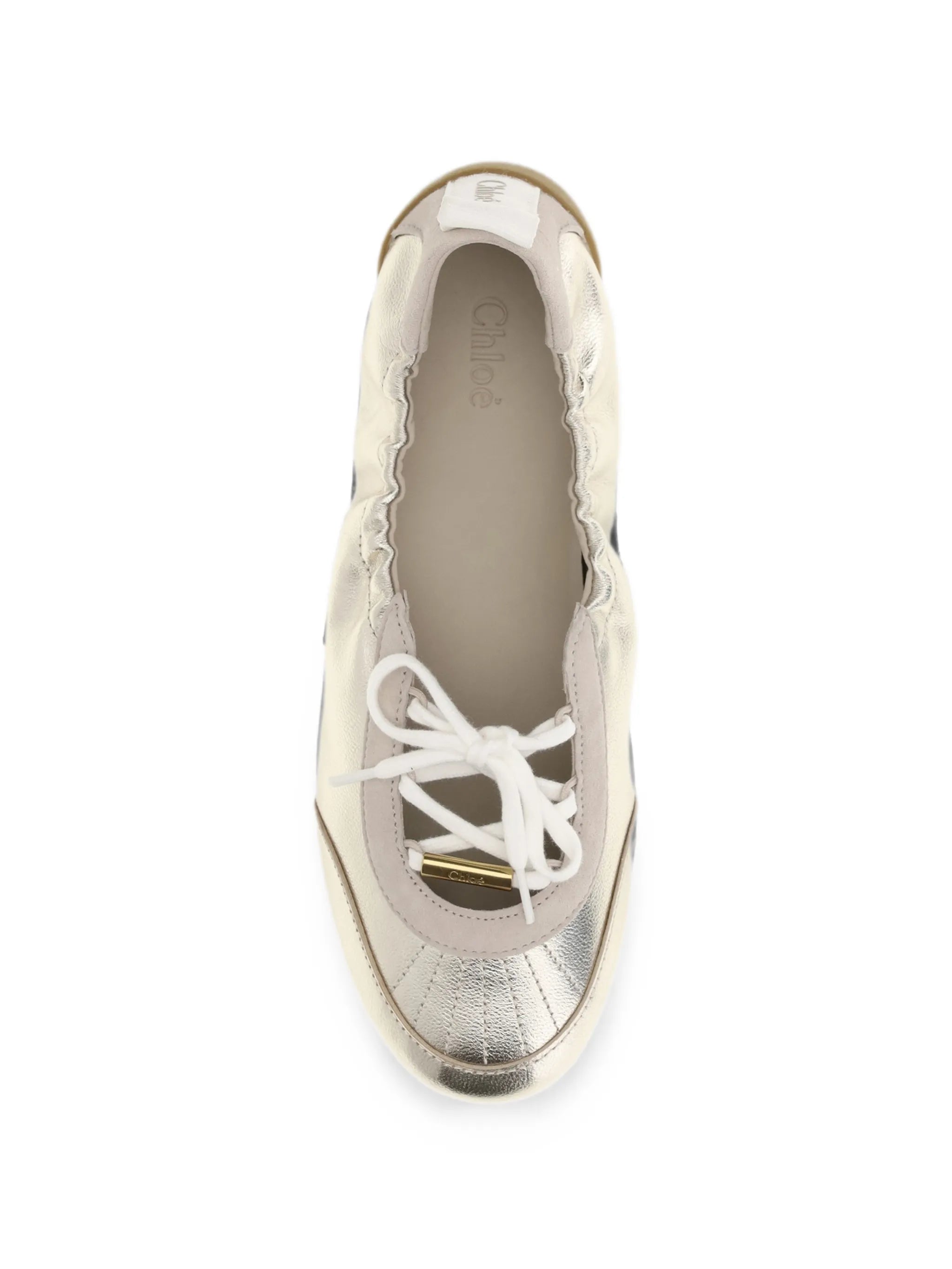metallic lace-up ballet flats