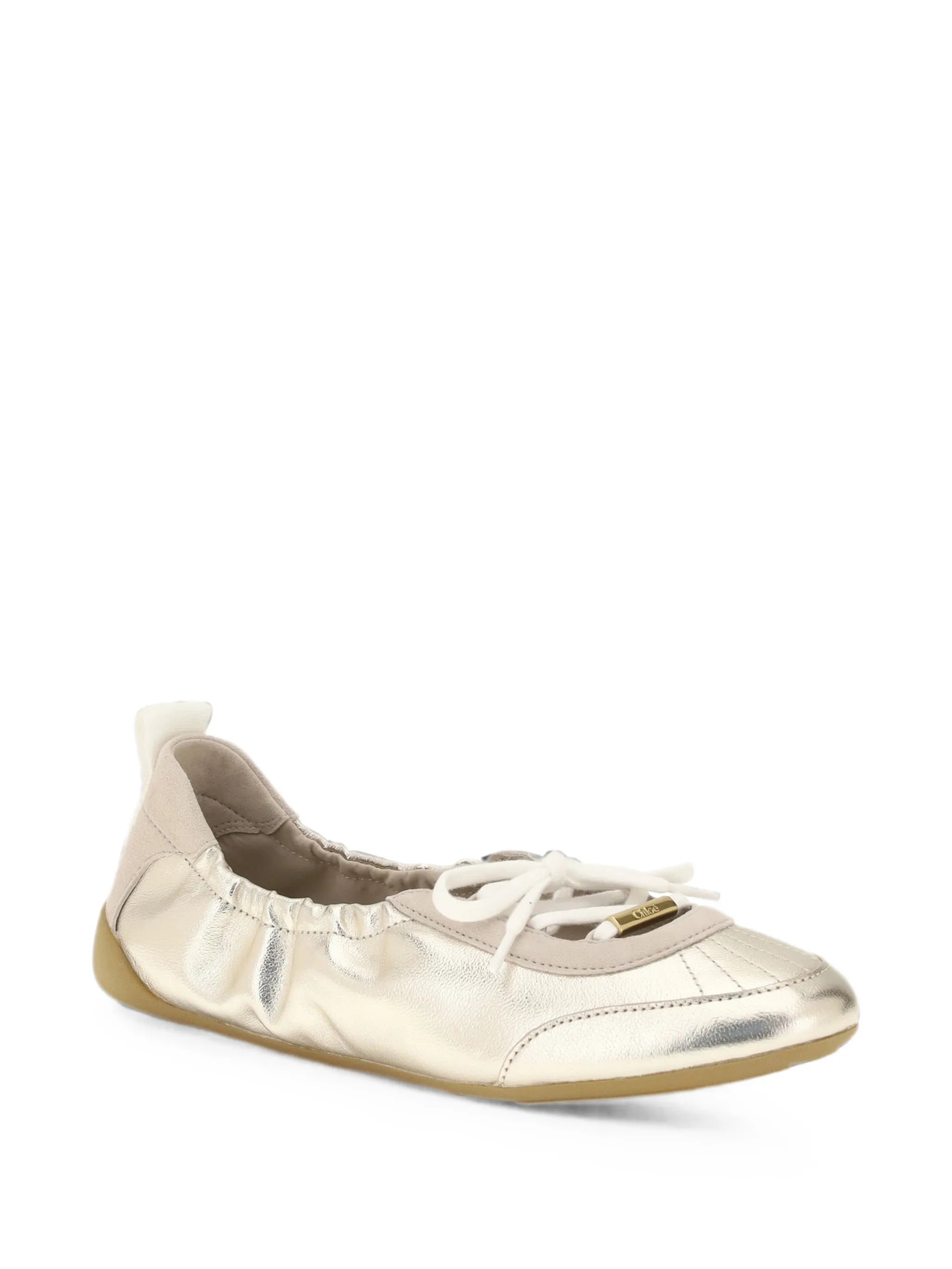 metallic lace-up ballet flats