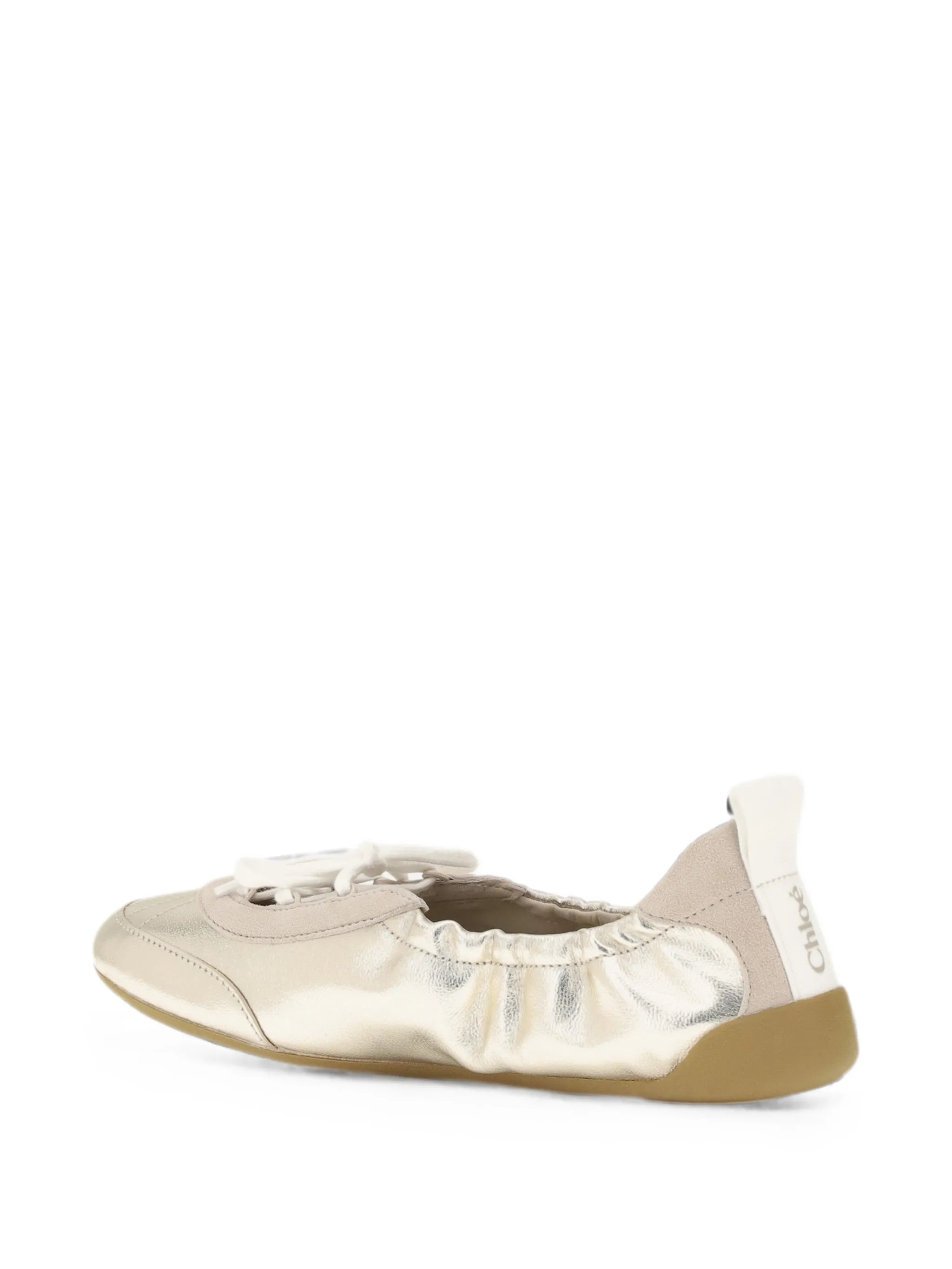 metallic lace-up ballet flats