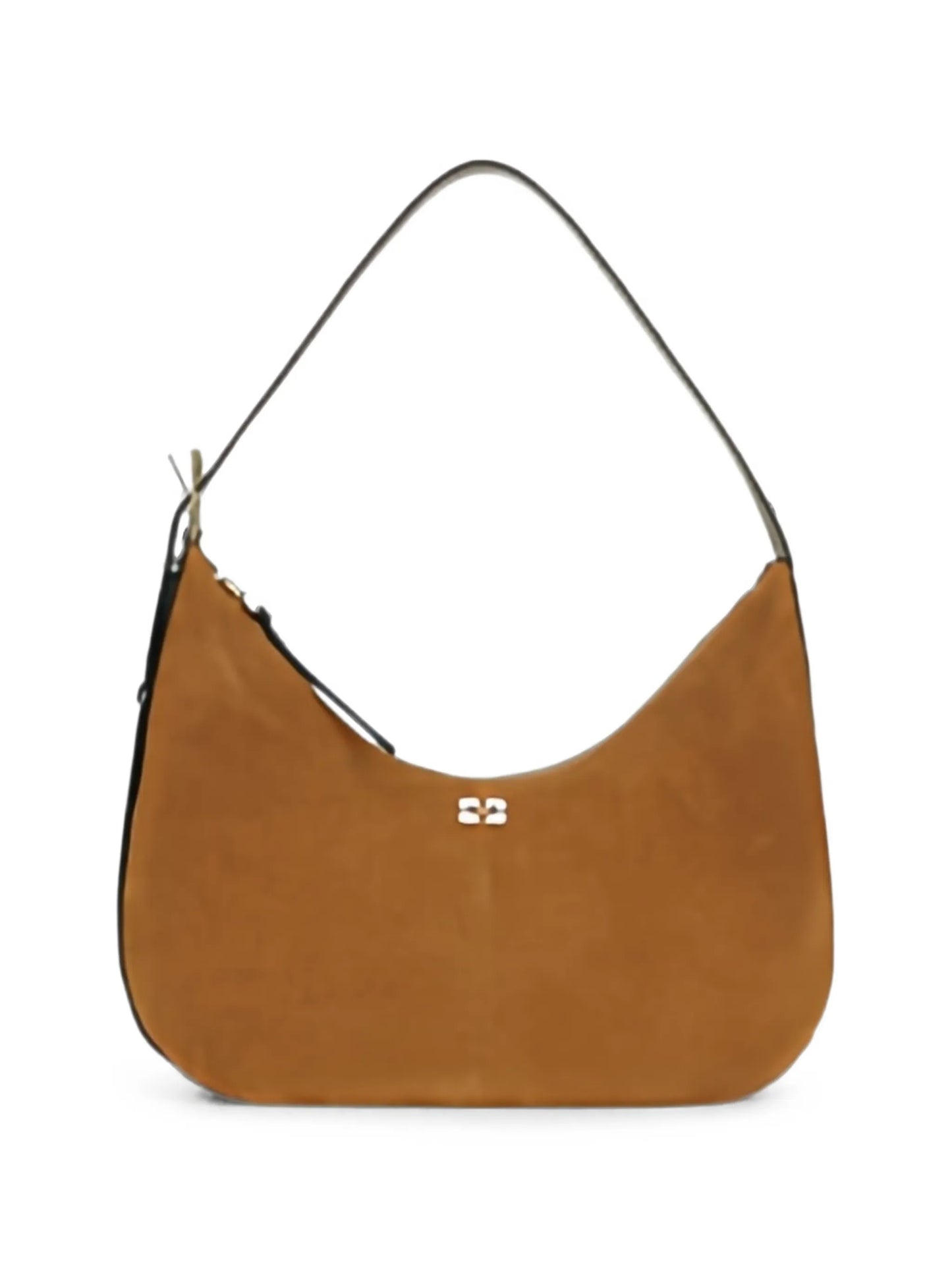 logo-plaque suede shoulder bag
