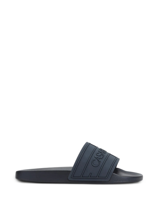 blue logo pool slides