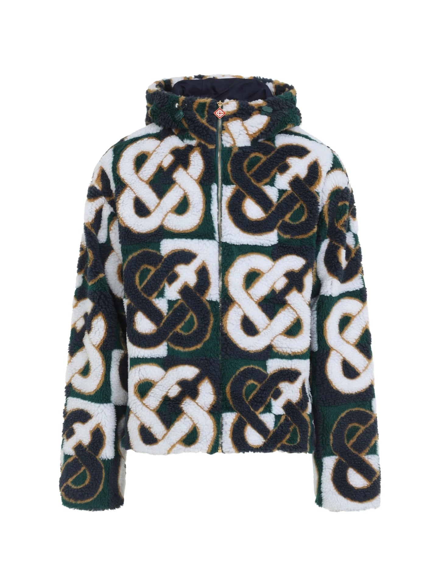 Monogram hooded fleece jacket