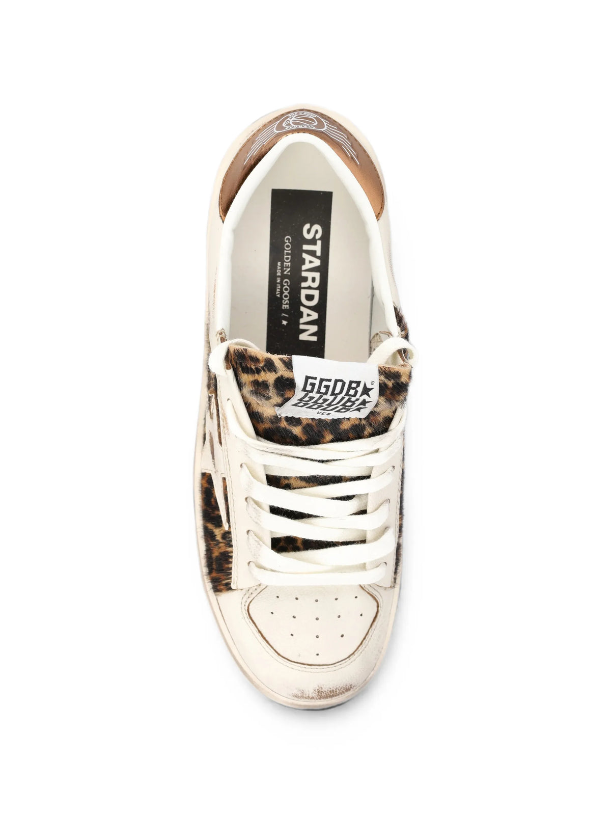 Stardan leather and leopard pony skin star sneakers