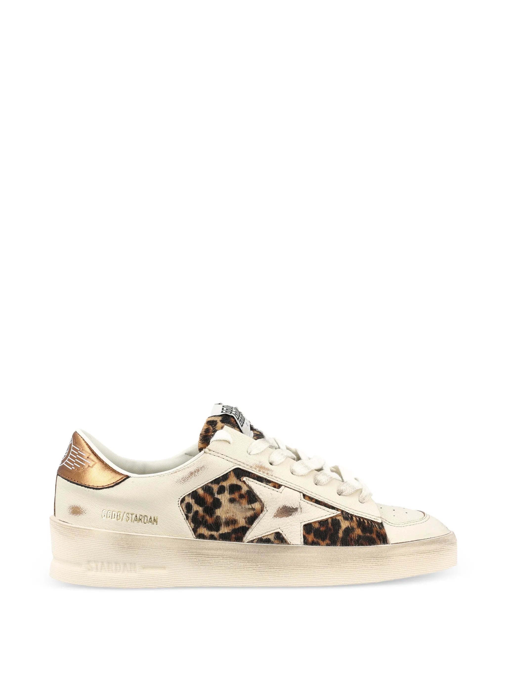Stardan leather and leopard pony skin star sneakers